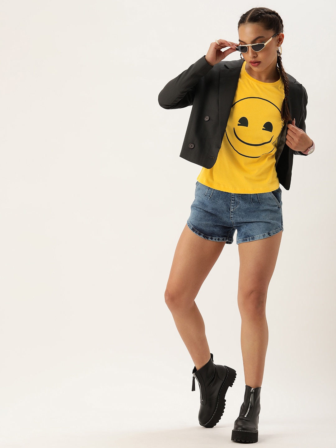 

Kook N Keech Women Smiley Printed Pure Cotton T-shirt, Yellow