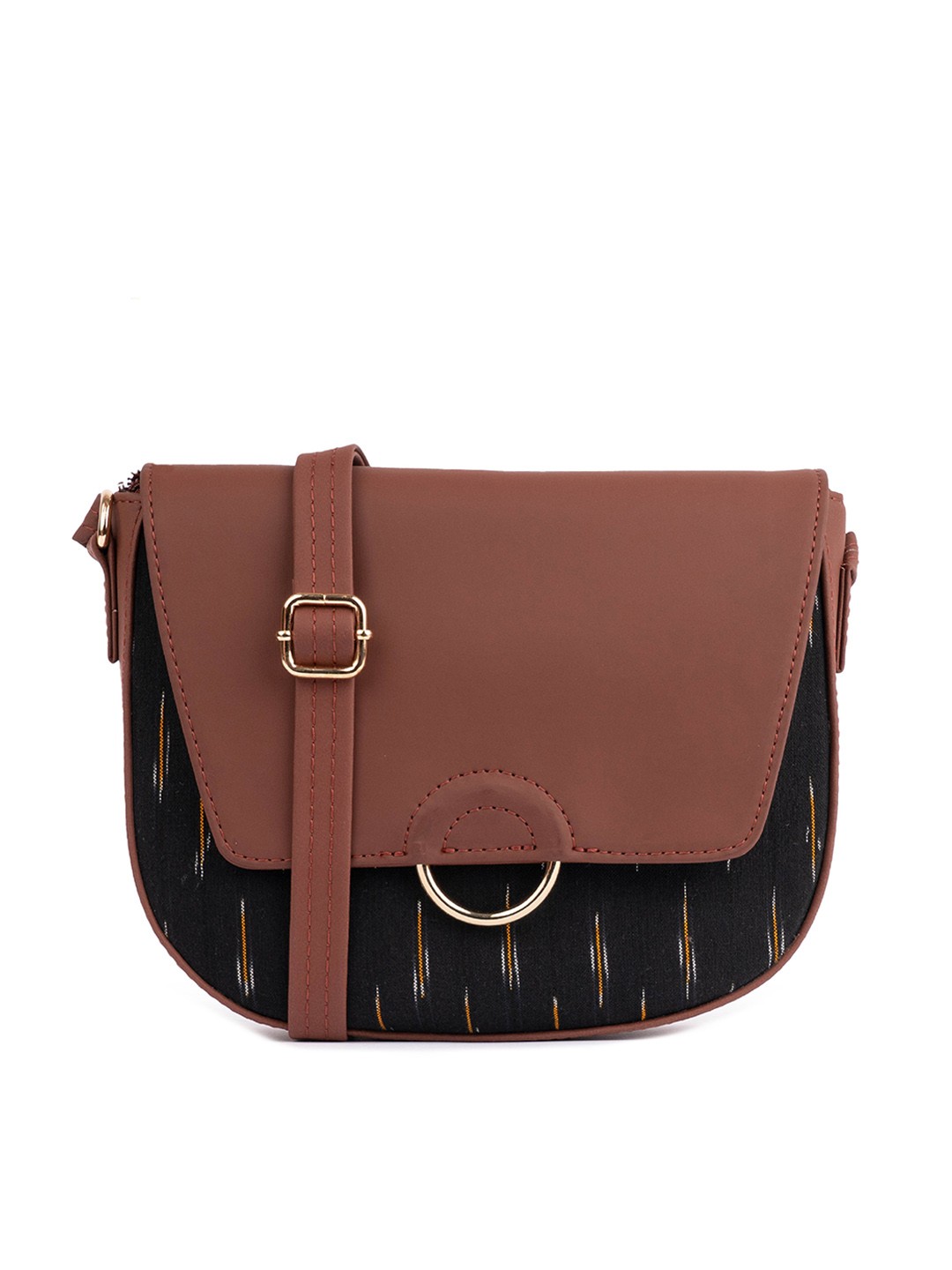 

ZOUK Geometric Printed Half Moon Sling Bag, Black