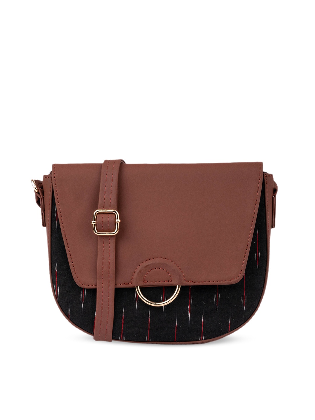 

ZOUK Geometric Printed Half Moon Sling Bag, Black