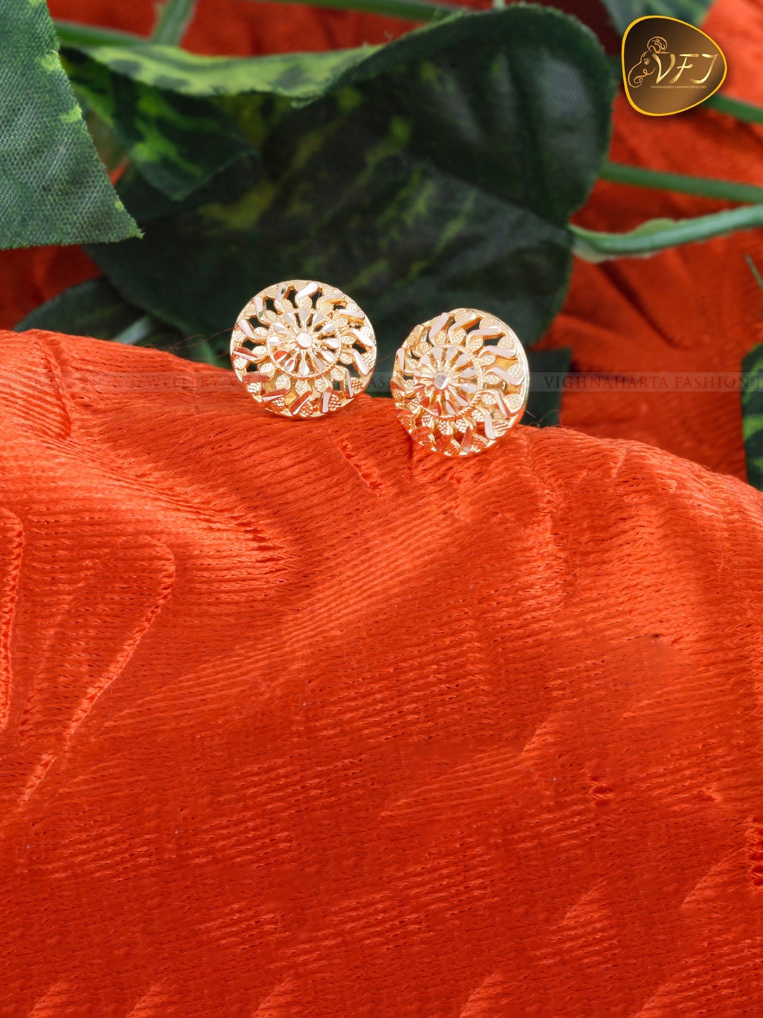 

Vighnaharta Gold-Plated Floral Studs Earrings