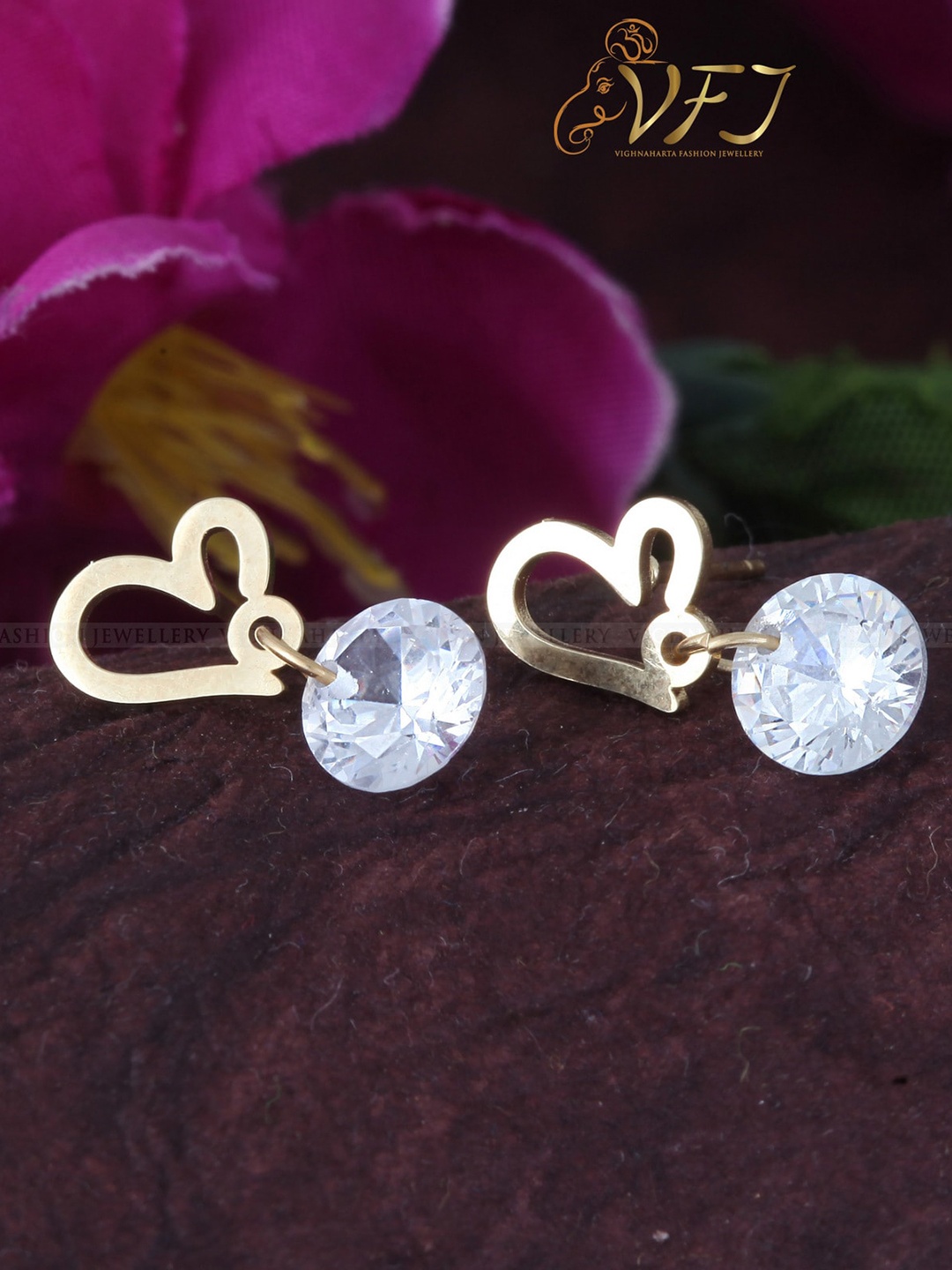 

Vighnaharta Gold-Plated Heart Shaped Drop Earrings