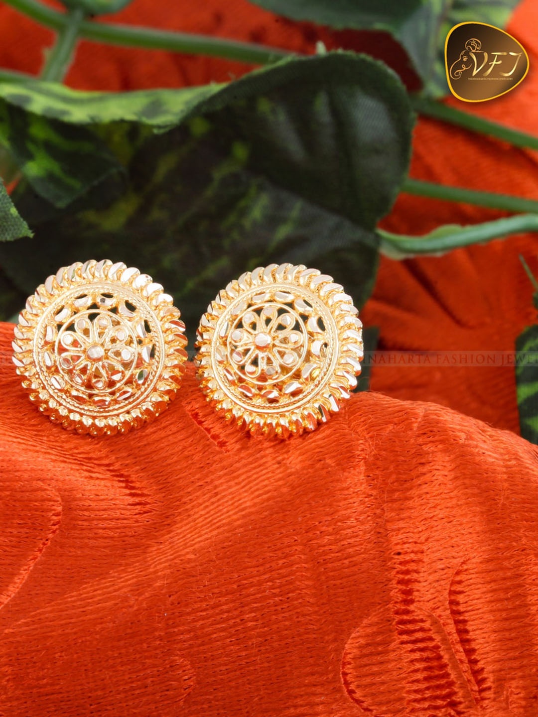 

Vighnaharta Gold-Plated Floral Studs Earrings