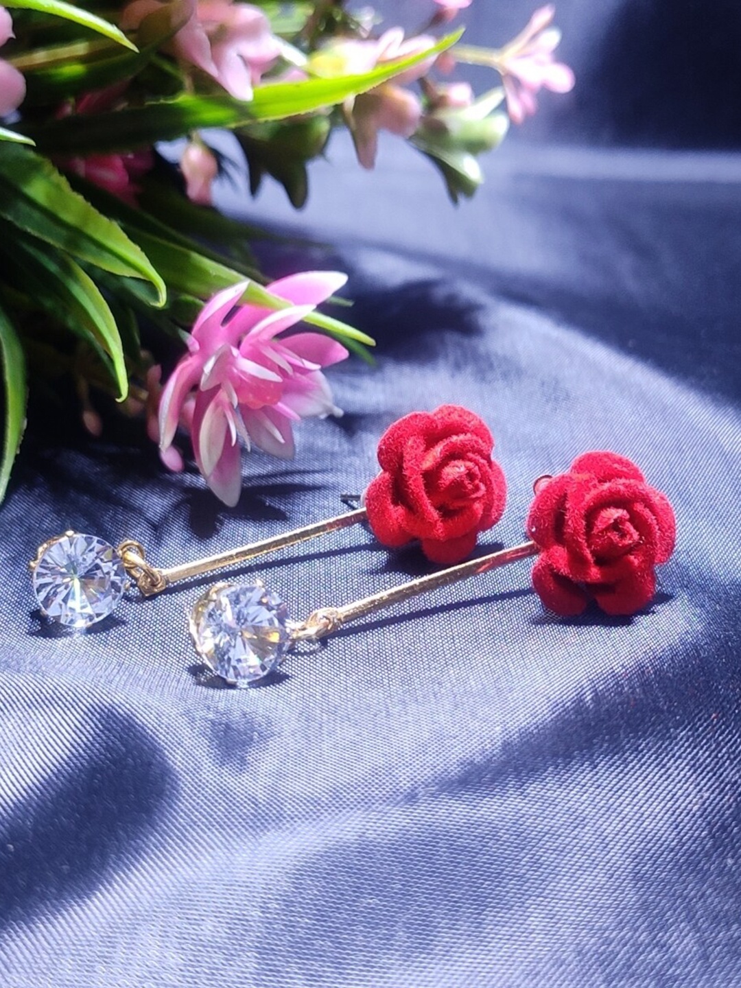 

Vighnaharta Gold-Plated Floral Drop Earrings