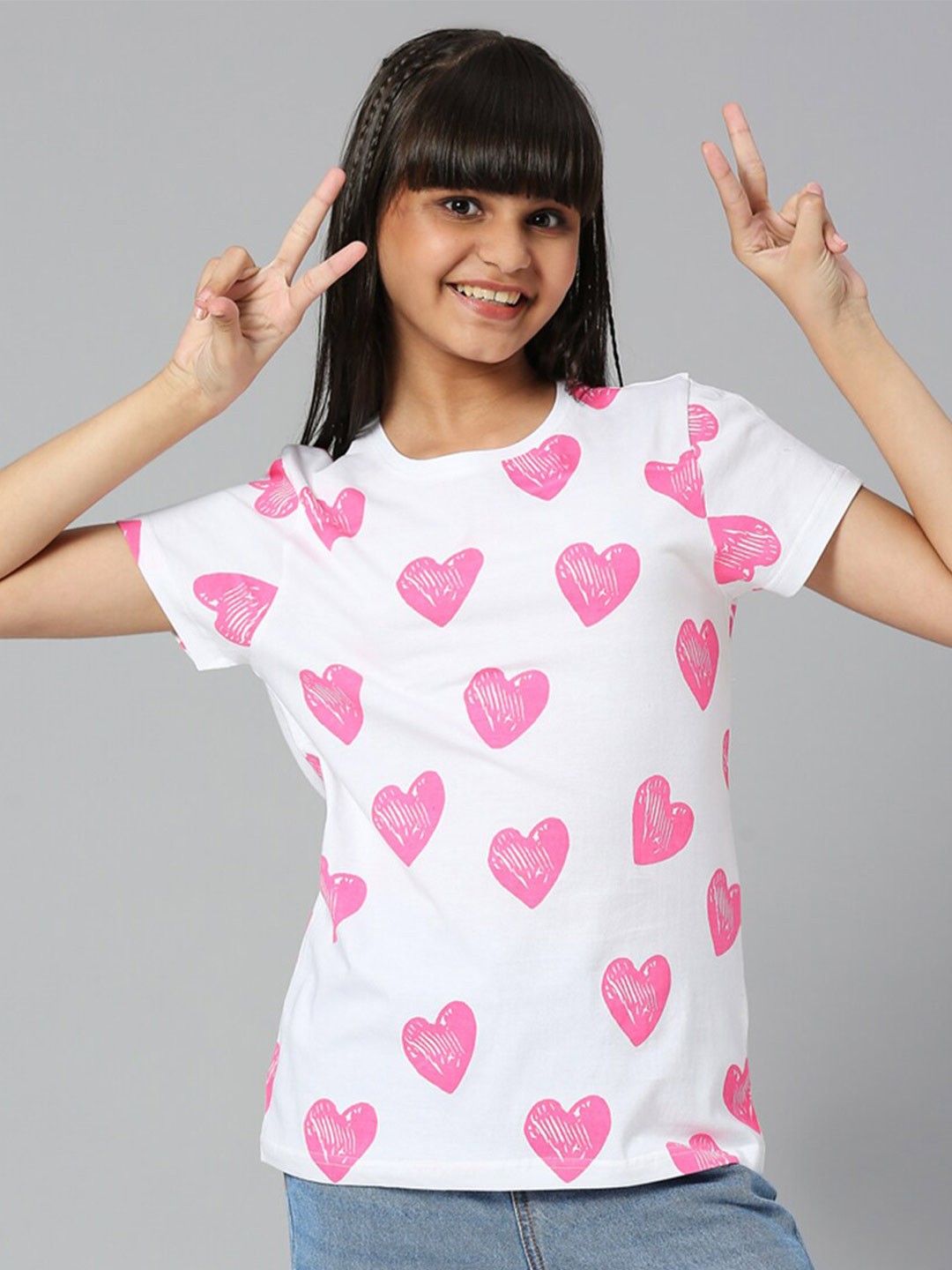 

JUSTICE Girls Conversational Printed Cotton T-Shirt, White