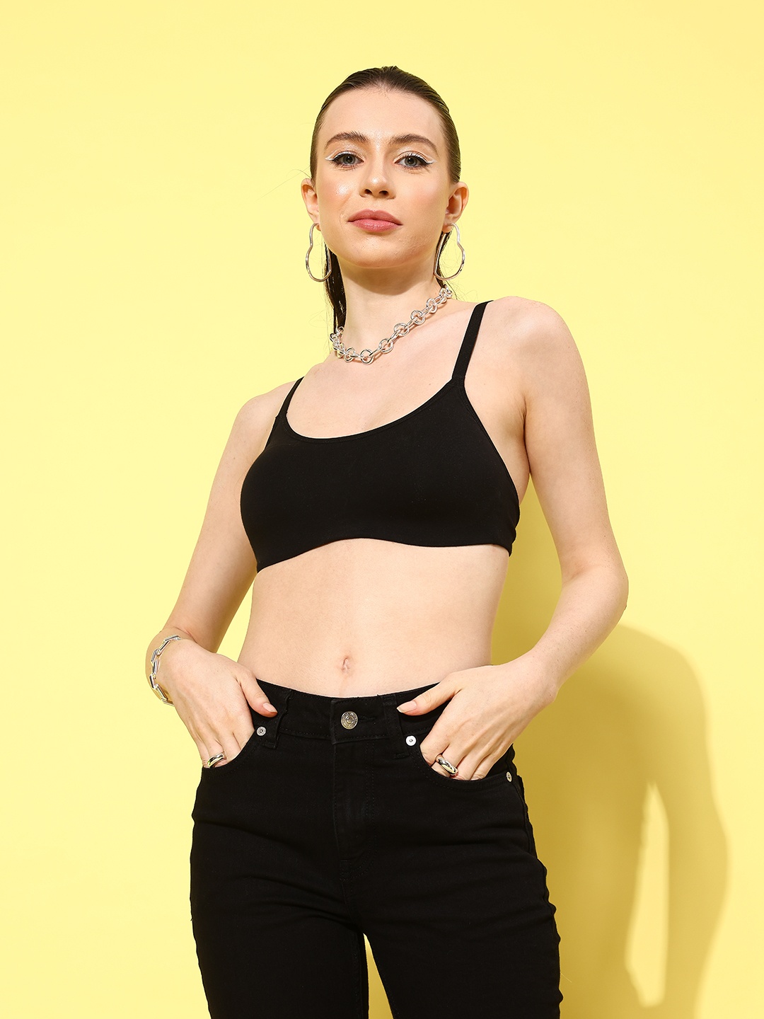 

ETC Solid Bra - Full Coverage Lightly Padded, Black