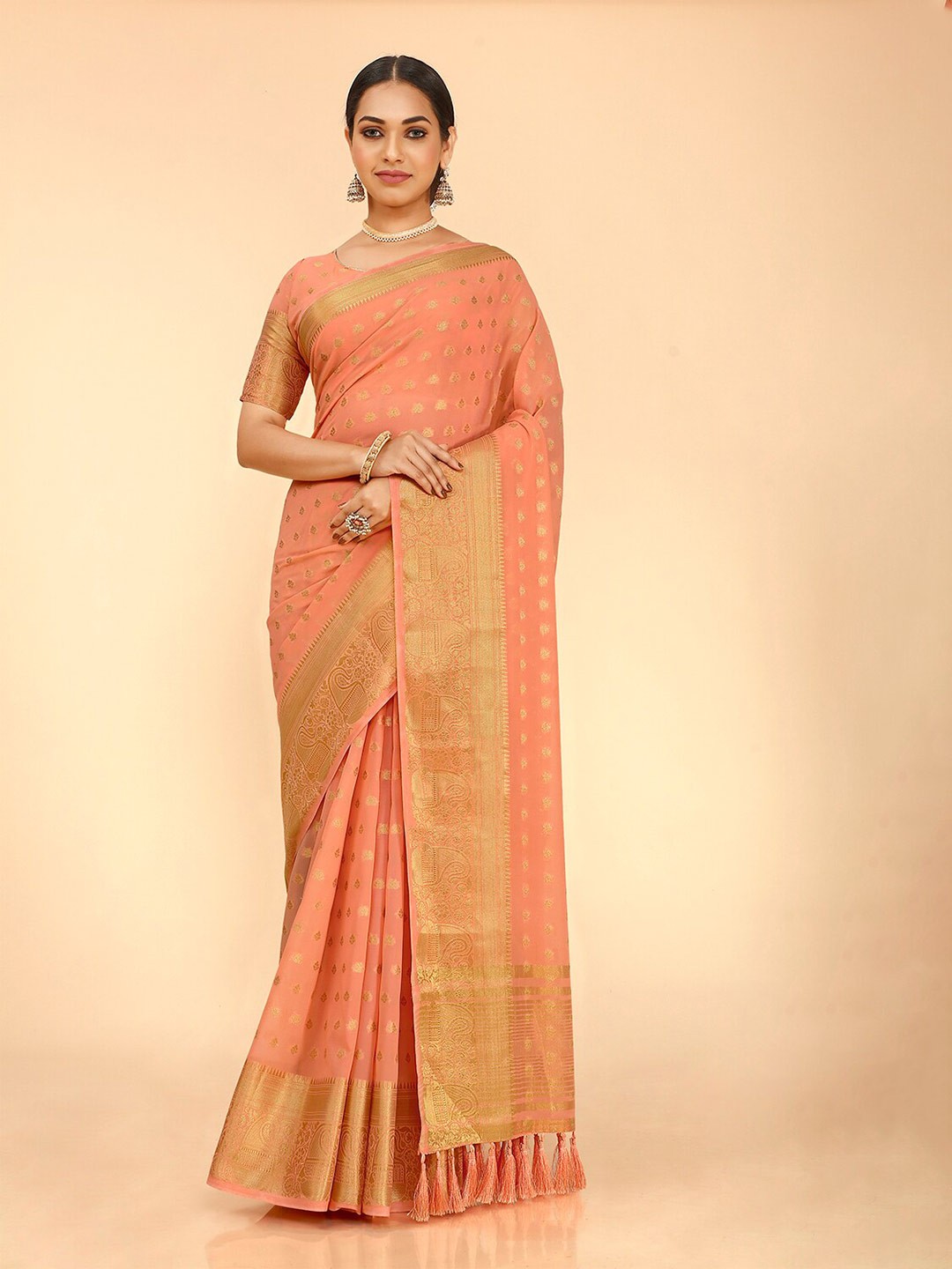

elora Ethinic Motif Woven Design Zari Banarasi Saree, Peach