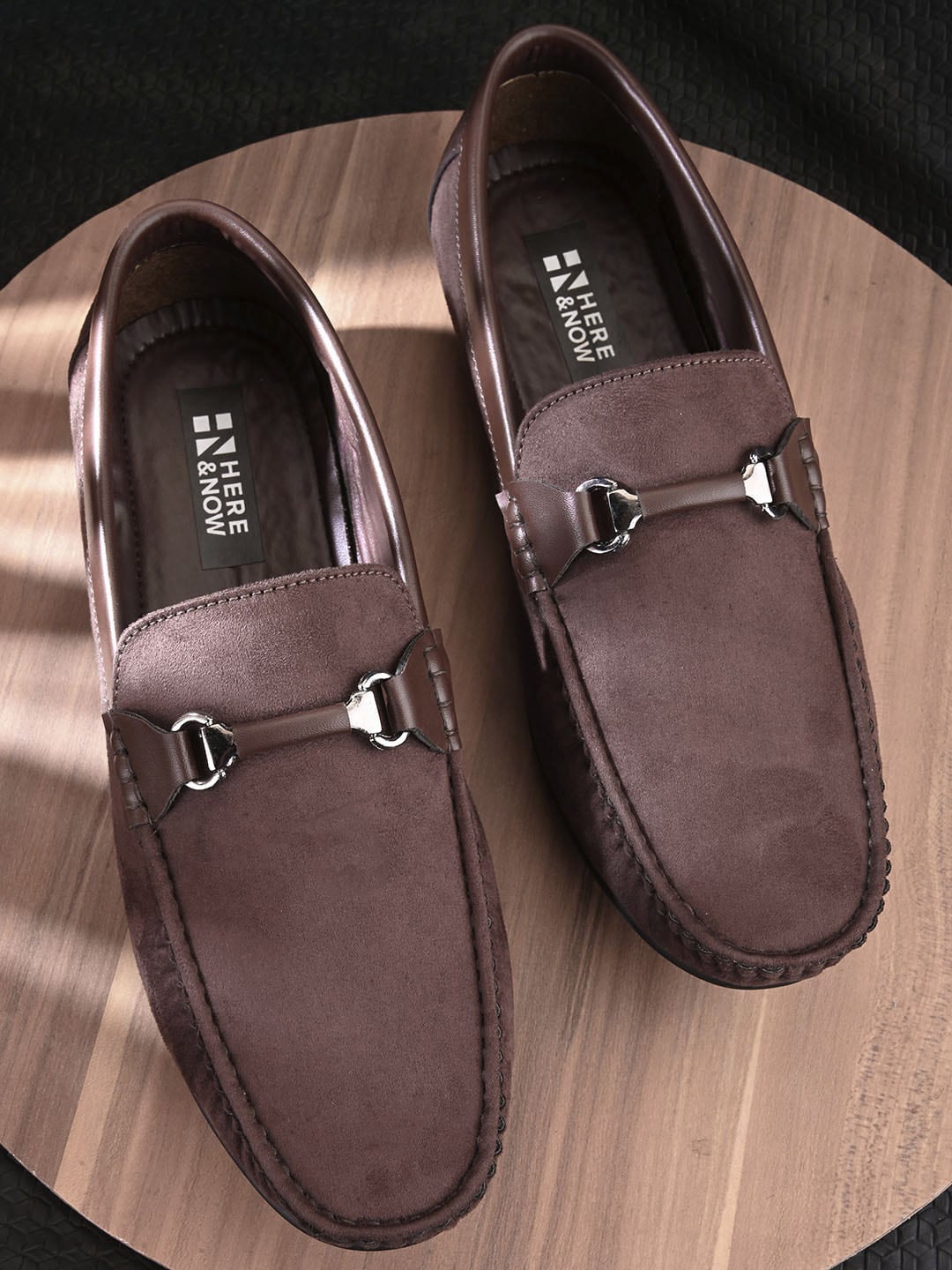 

HERE&NOW Men Brown Suede Horsebit Loafers