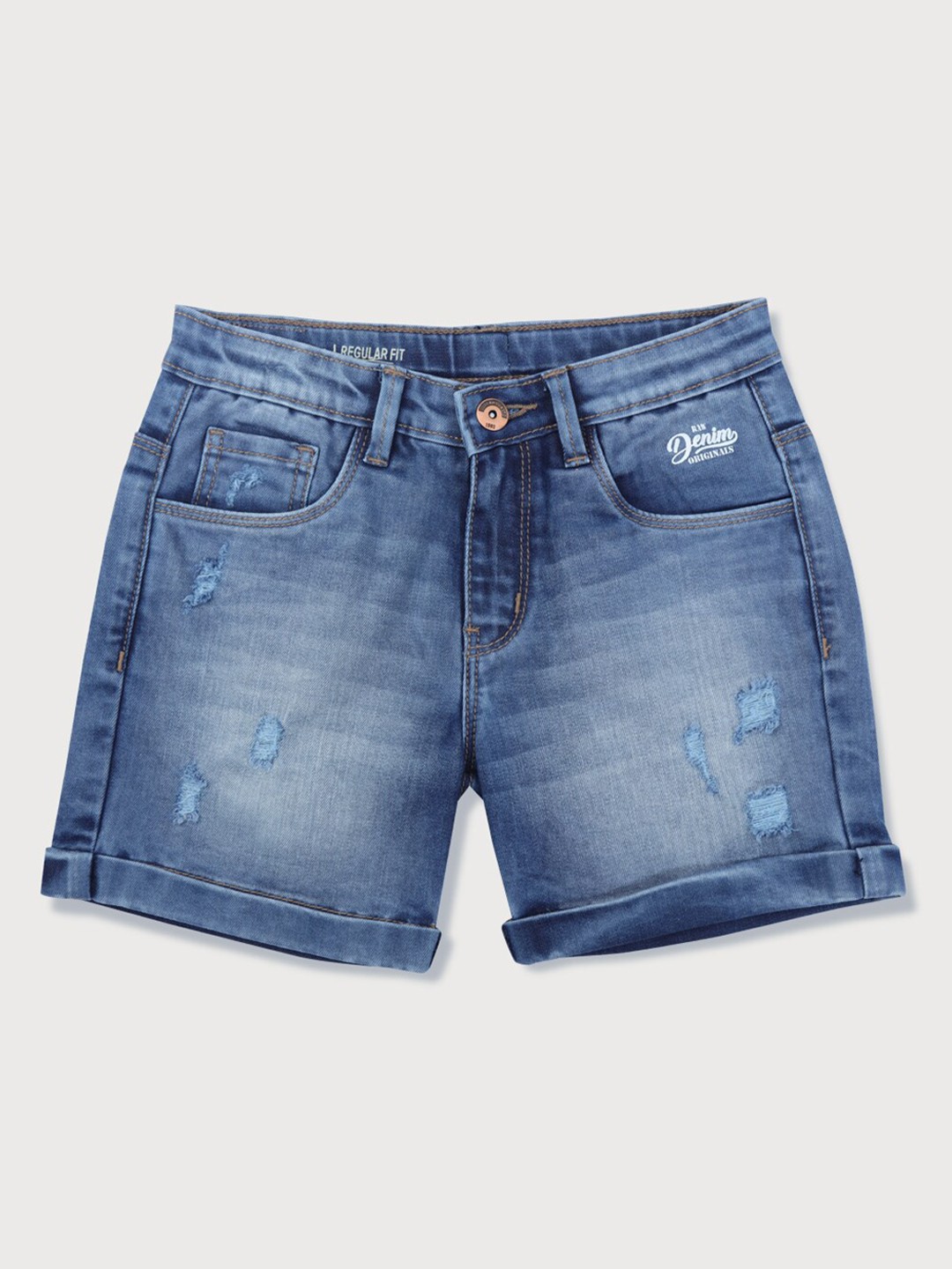 

Gini and Jony Girls Mid-Rise Distressed Denim Shorts, Blue