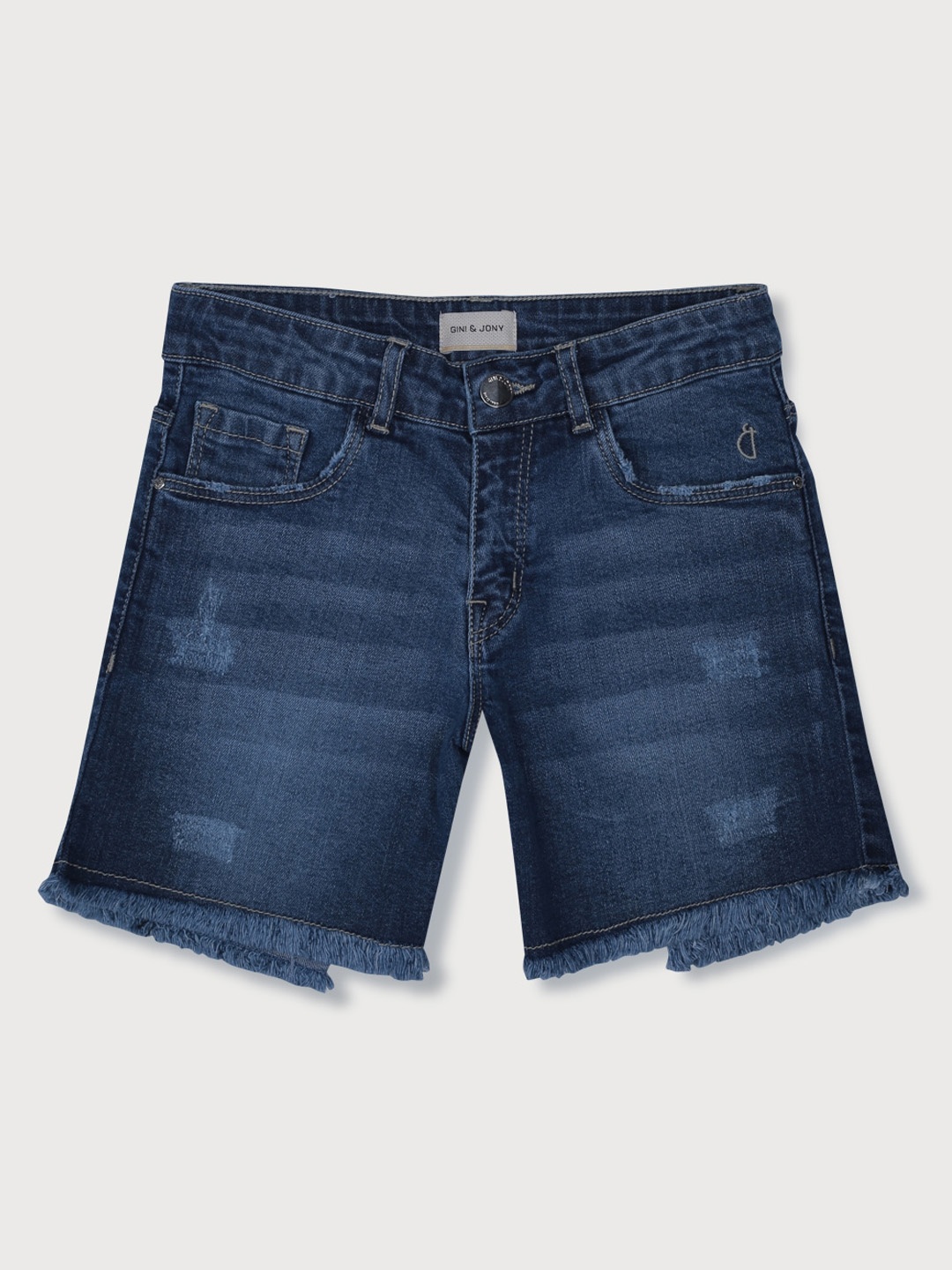 

Gini and Jony Girls Washed Denim Shorts, Navy blue