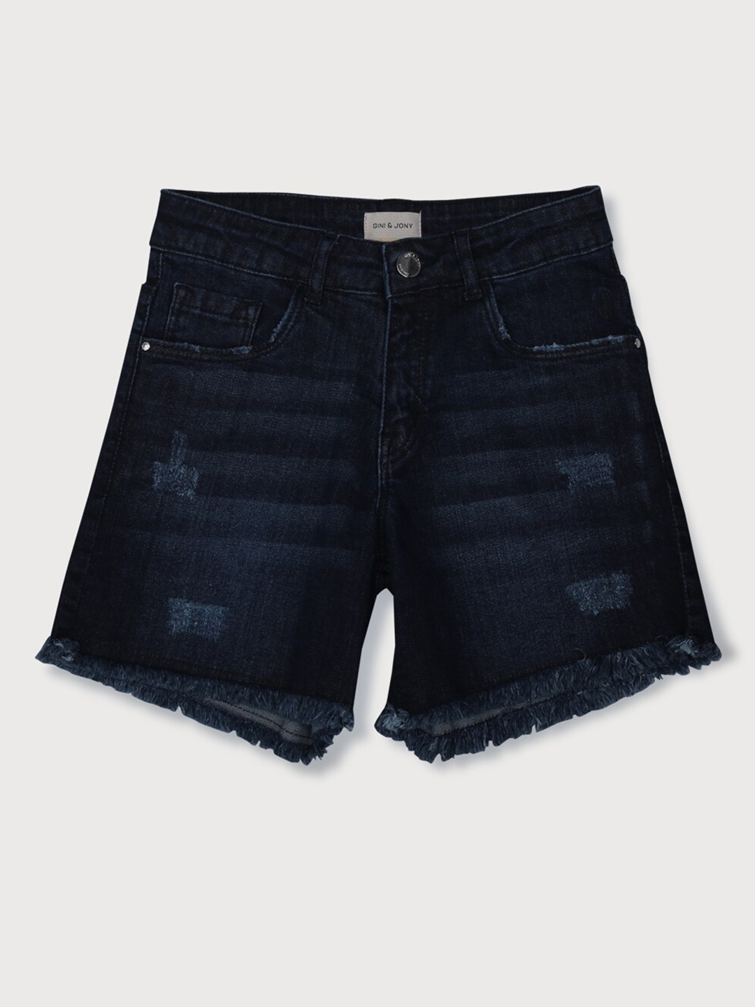 

Gini and Jony Girls Distressed Frayed Denim Shorts, Navy blue