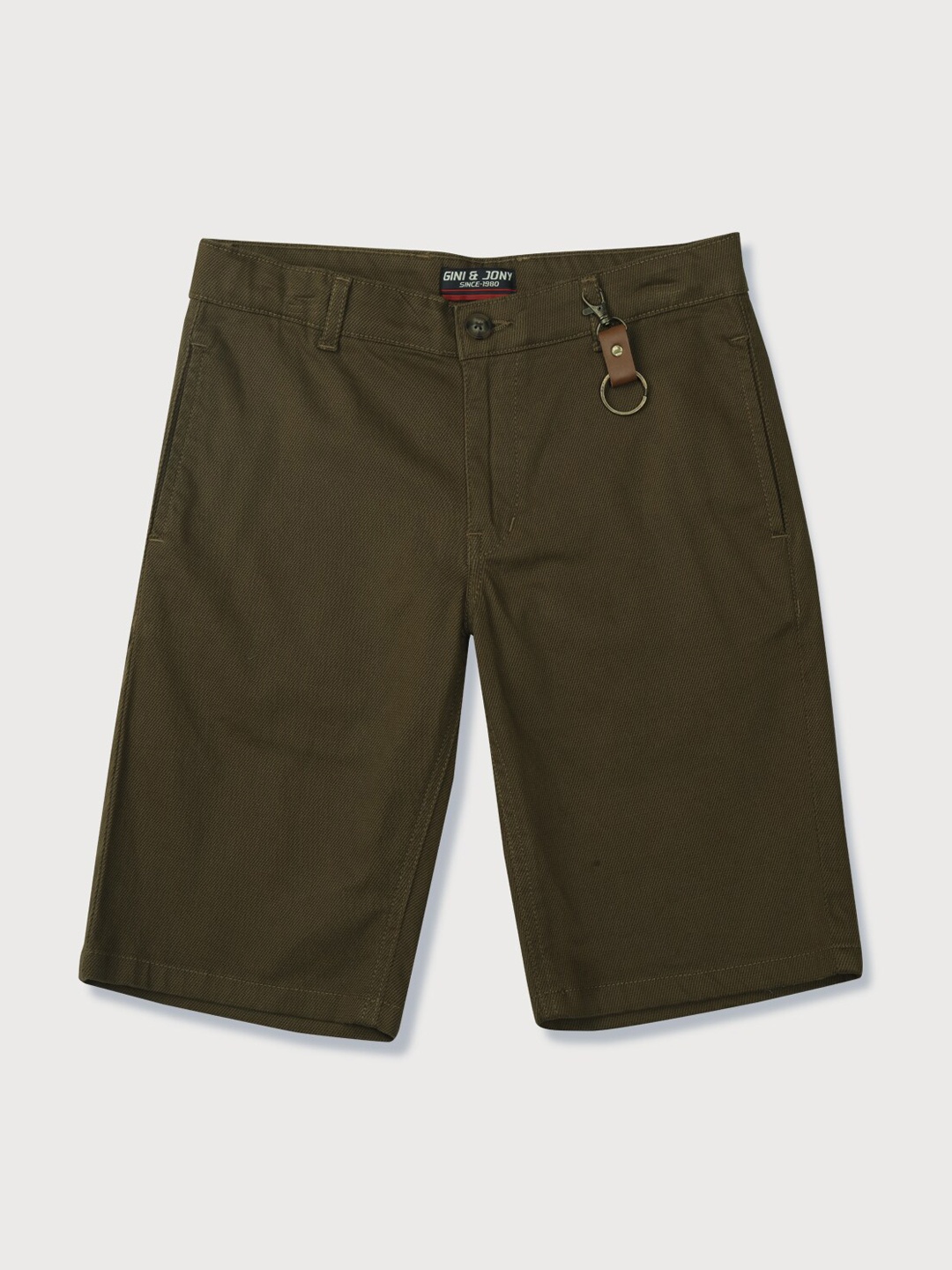 

Gini and Jony Boys Mid-Rise Cotton Shorts, Olive