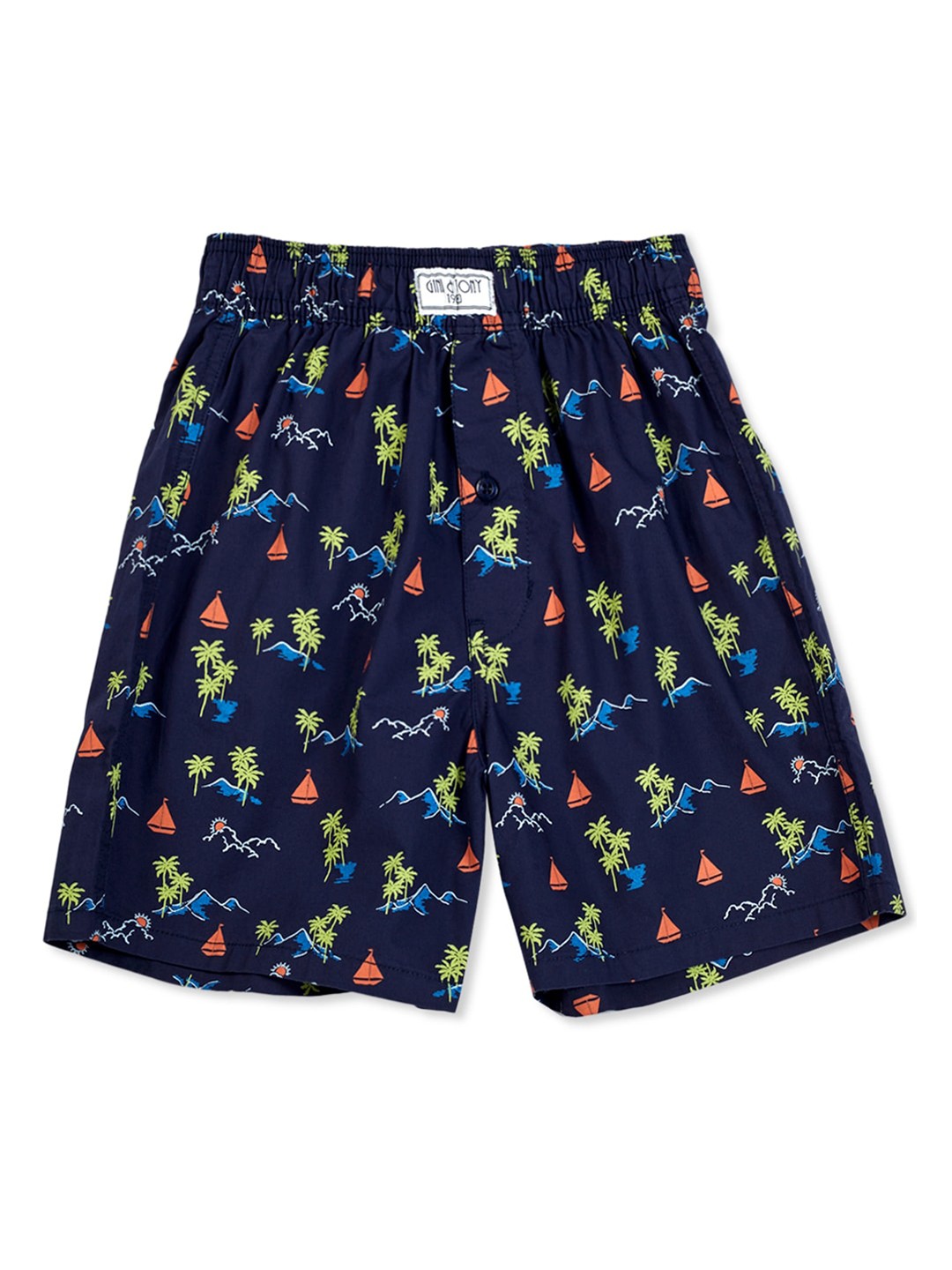 

Gini and Jony Infants Boys Conversational Printed Cotton Shorts, Navy blue