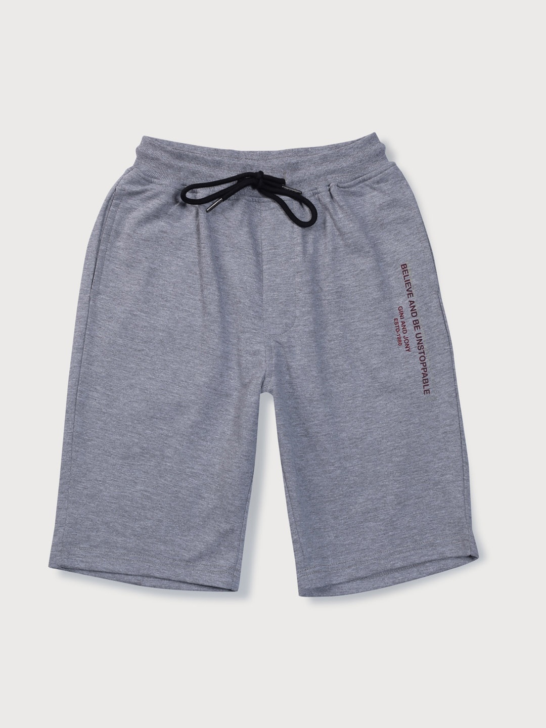 

Gini and Jony Infant Boys Typography Printed Cotton Shorts, Grey