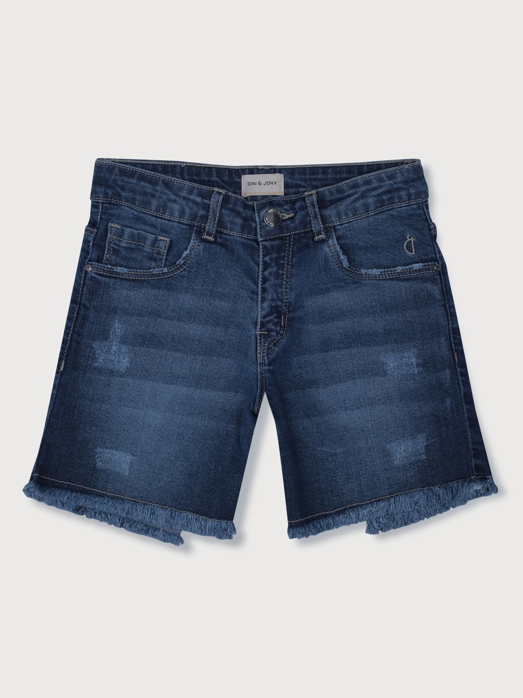 

Gini and Jony Girls Washed Denim Shorts, Navy blue