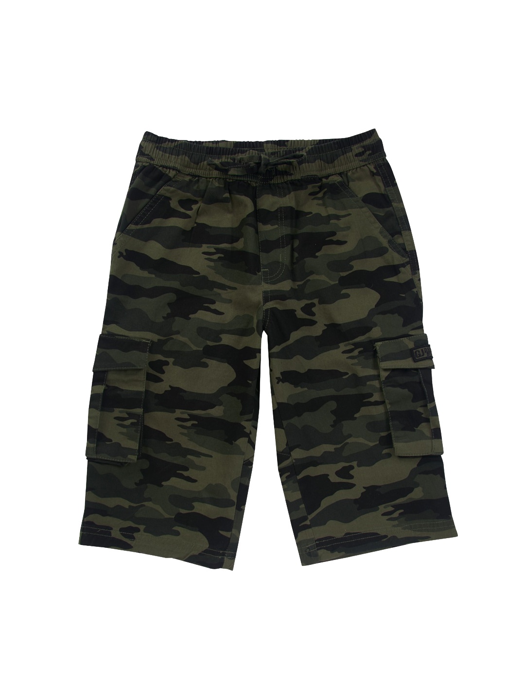 

Gini and Jony Boys Camouflage Printed Cotton Cargo Shorts, Olive