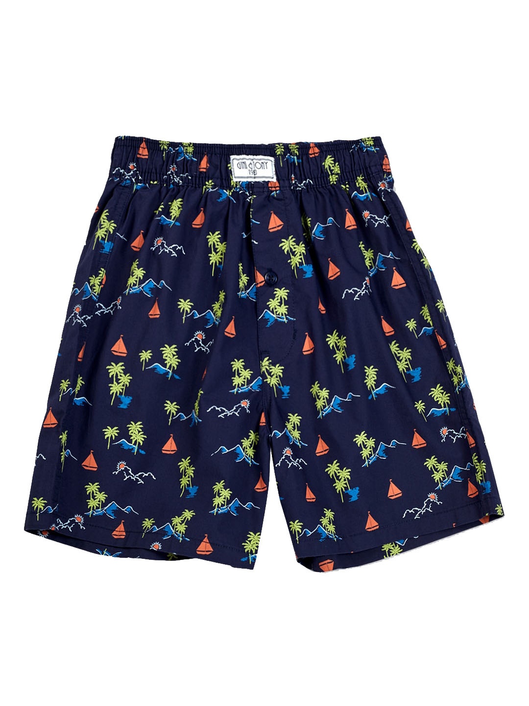 

Gini and Jony Boys Conversational Printed Cotton Shorts, Navy blue