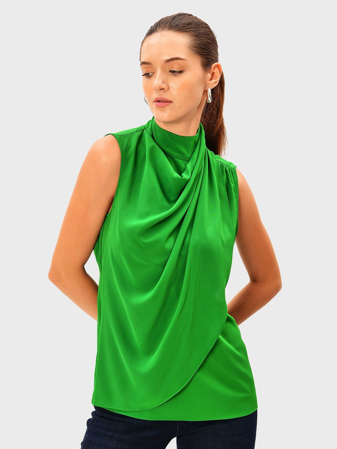 

Zapelle Cowl Neck Sleeveless Top, Green