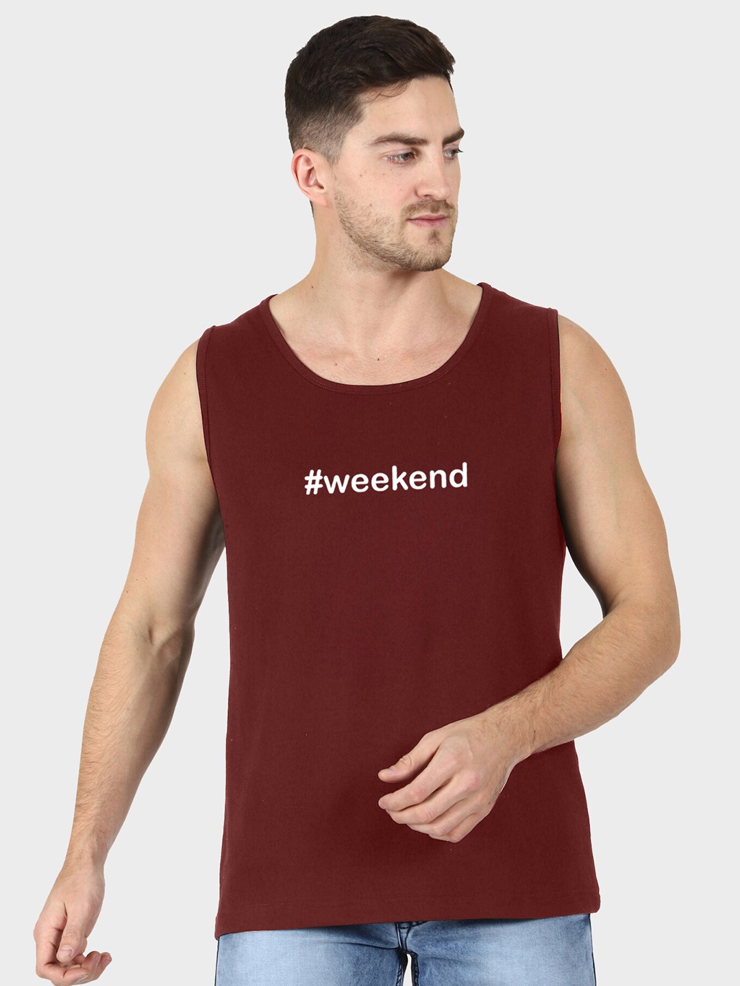 

T-SHIRT TRUCK Typography Printed Cotton T-shirt, Maroon