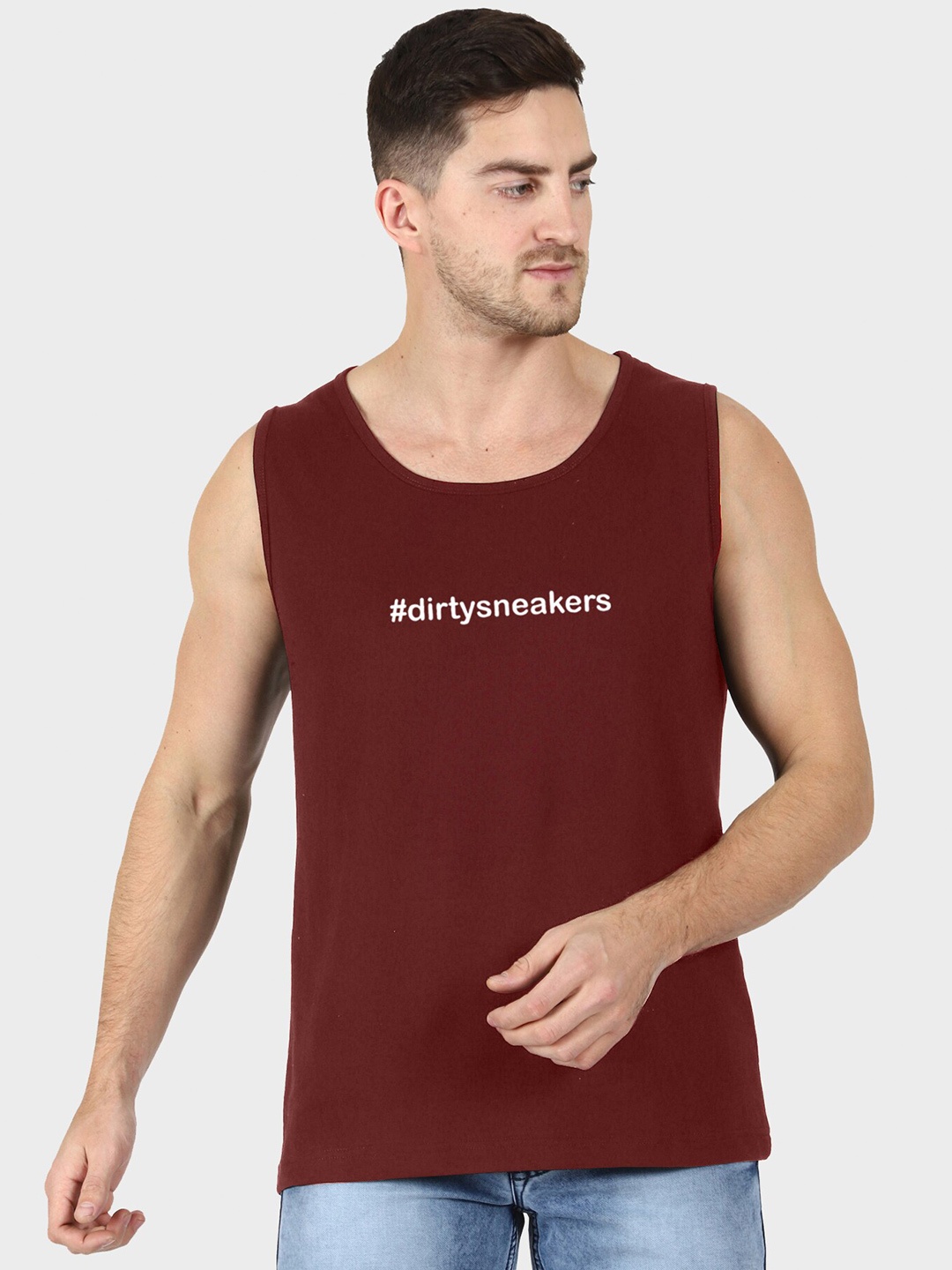 

T-SHIRT TRUCK Typography Printed Cotton T-shirt, Maroon