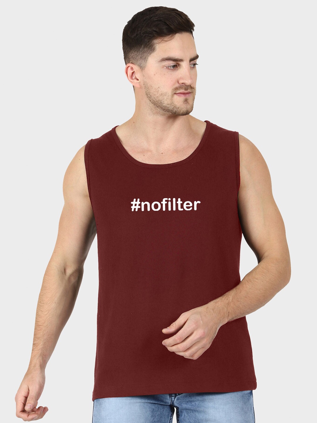 

T-SHIRT TRUCK Typography Printed Cotton T-shirt, Maroon