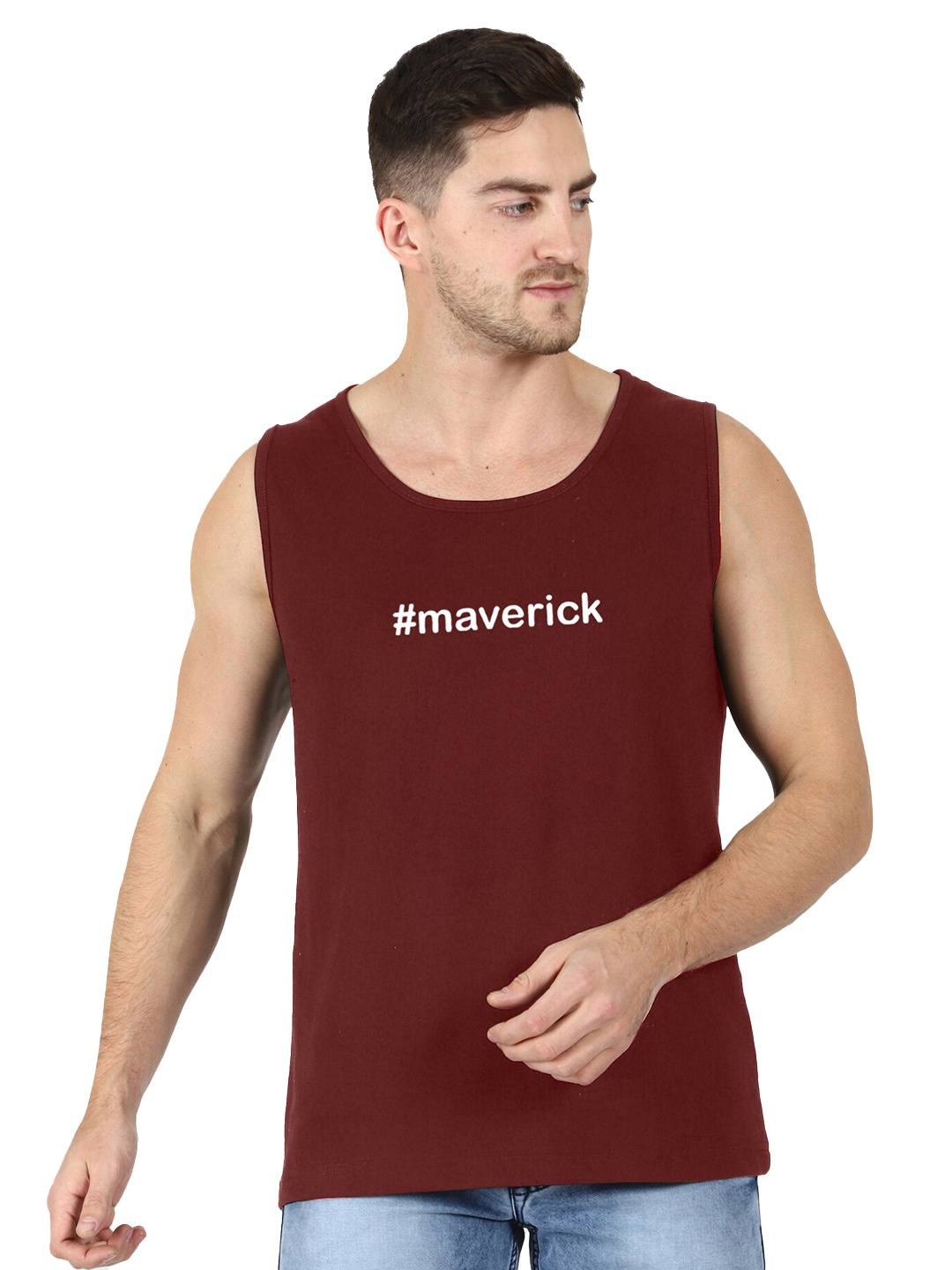 

T-SHIRT TRUCK Typography Printed Cotton T-shirt, Maroon