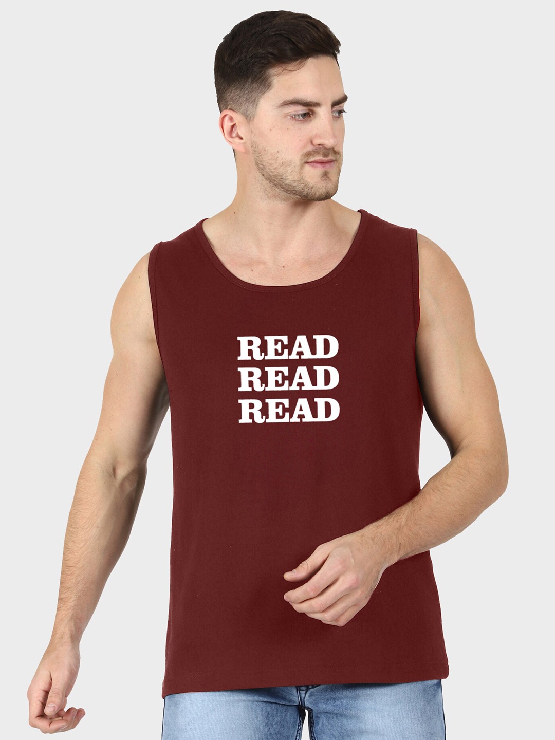 

T-SHIRT TRUCK Typography Printed Cotton T-shirt, Maroon