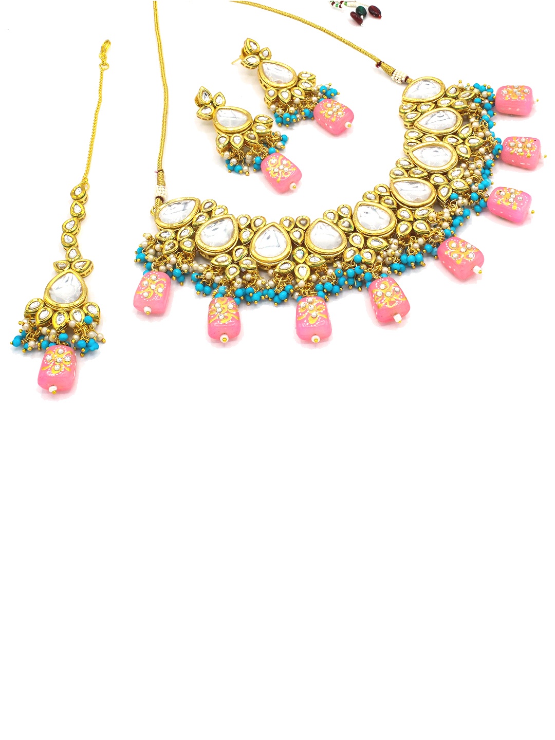 

AASHISH IMITATION Gold-Plated Kundan Studded Beaded Jewellery Set With Mangtika