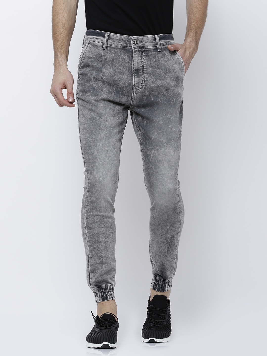 

LOCOMOTIVE Men Grey Tapered Fit Mid-Rise Clean Look Stretchable Jeans