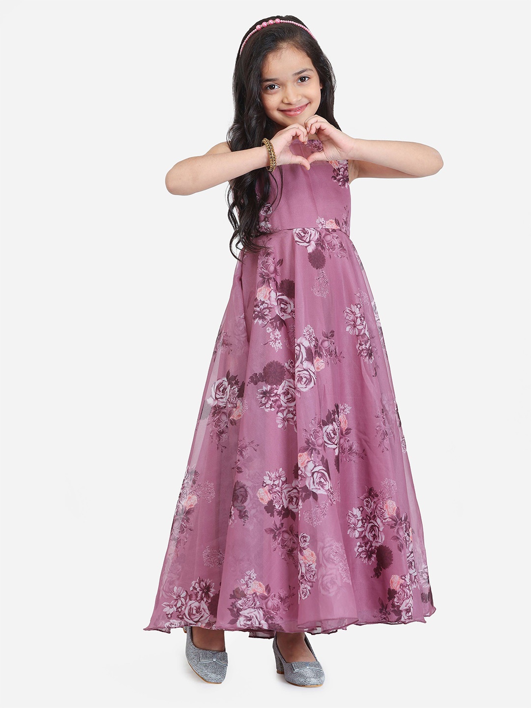 

Ethnovog Girls Floral Print Maxi Dress, Mauve