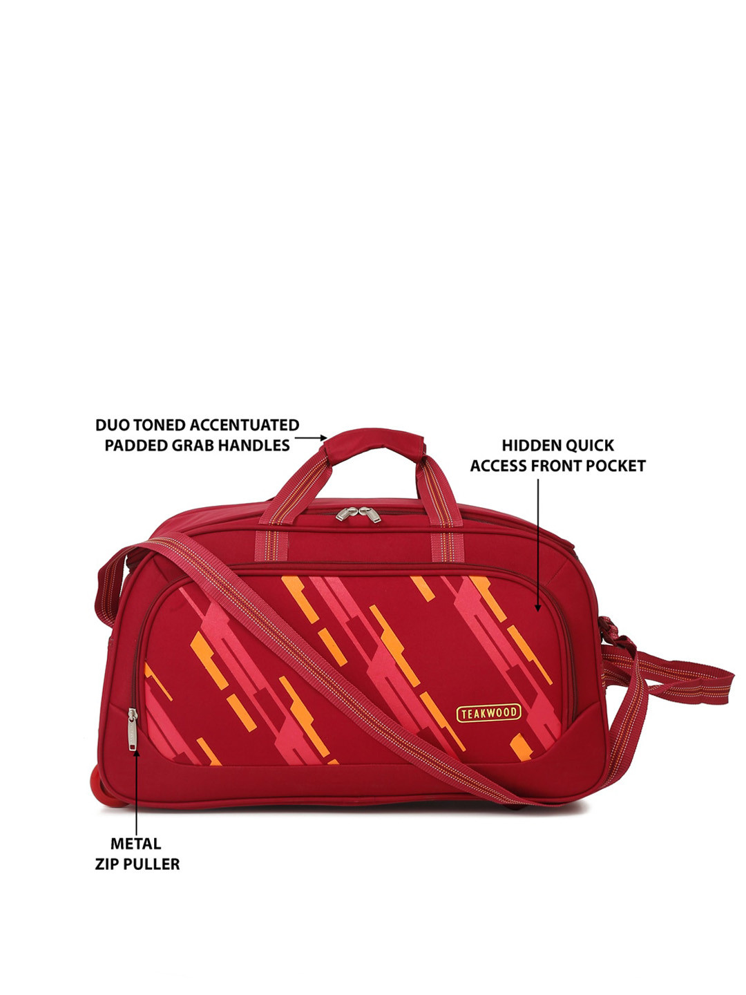 

Teakwood Leathers Printed Medium Duffel Bag, Maroon