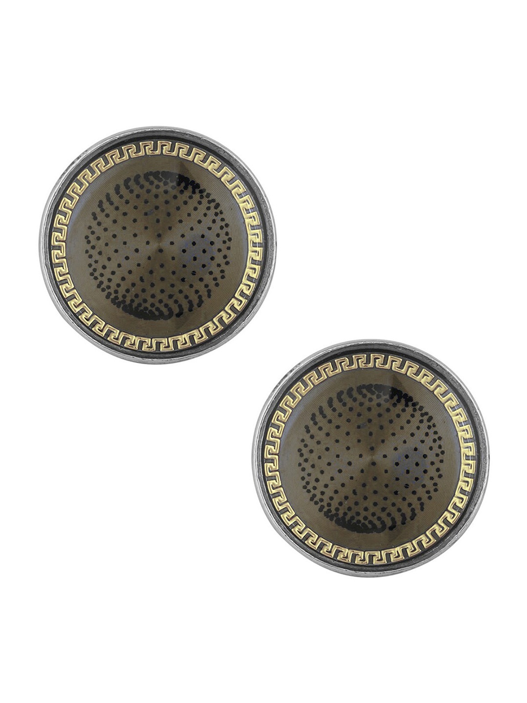 

ZIVOM Silver-Plated Round Textured Formal Shirt Cufflink