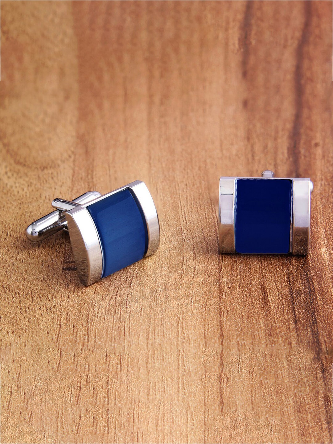 

ZIVOM Sliver-Plated Rectangle Crystal Formal Cufflinks, Silver