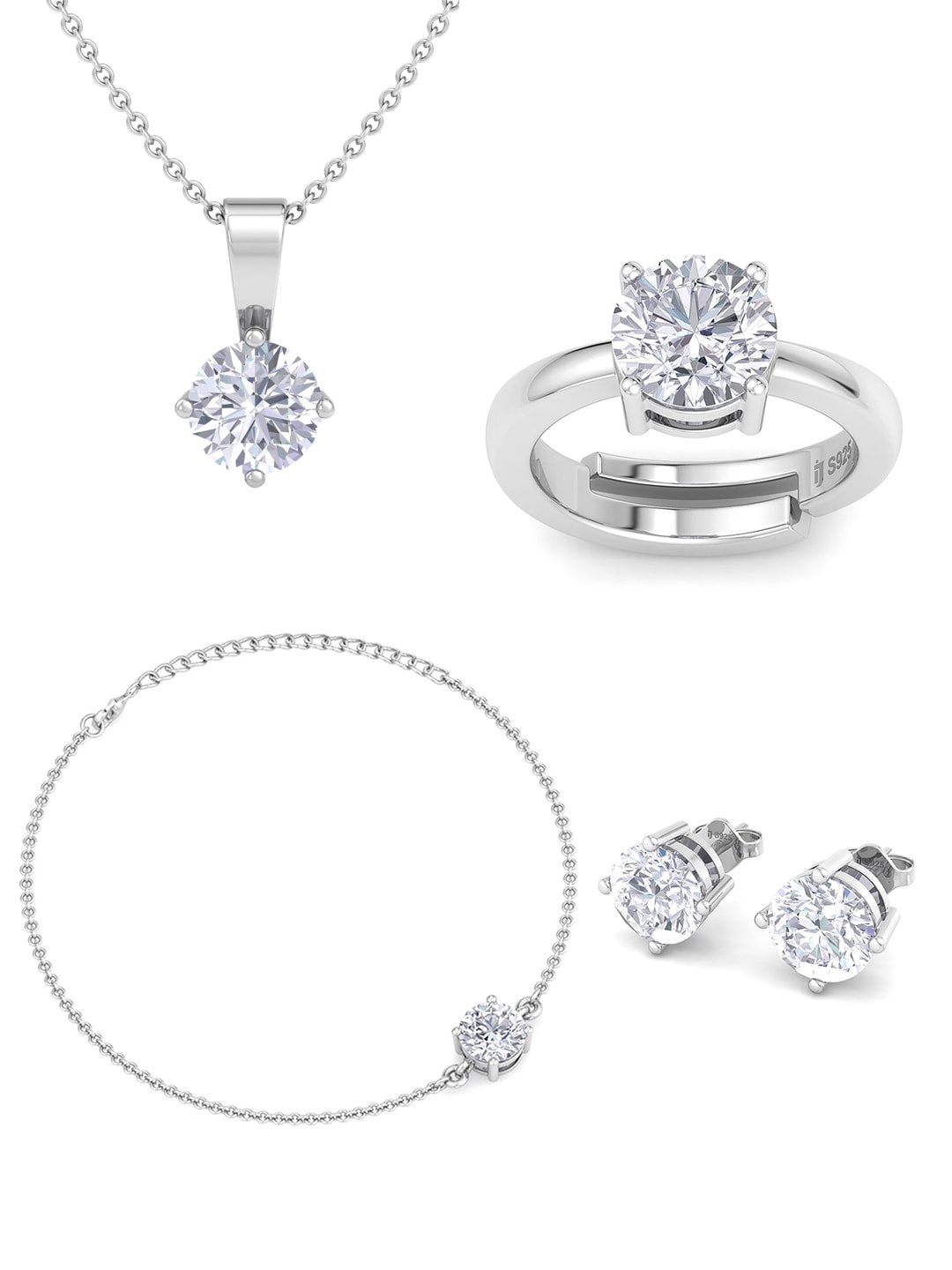 

Inddus Jewels 92.5 Sterling Silver Rhodium-Plated CZ-Studded & Beaded Jewellery Set