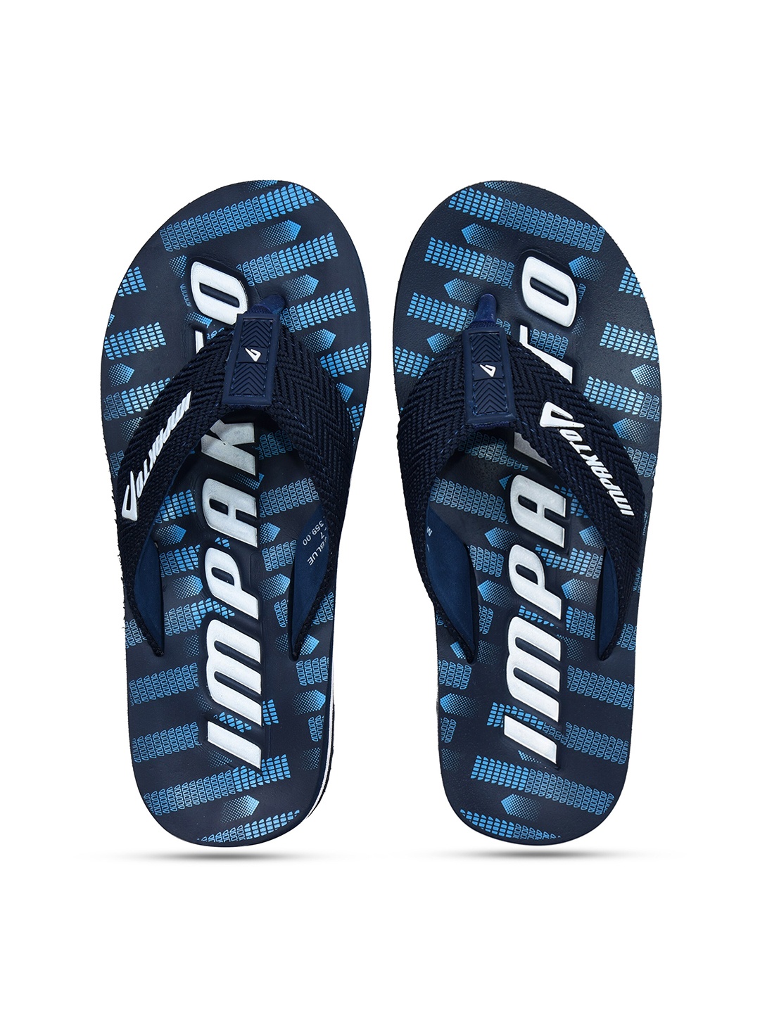 

IMPAKTO Men Printed Fabric Thong Flip-Flops, Navy blue