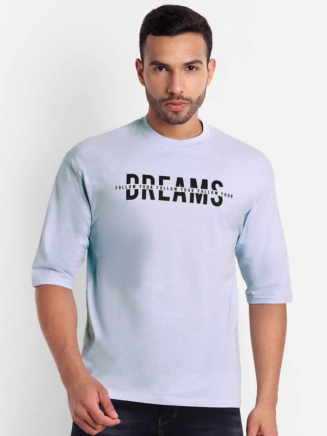 

Gavin Paris Typography Printed Cotton Oversized Fit T-shirt, Blue