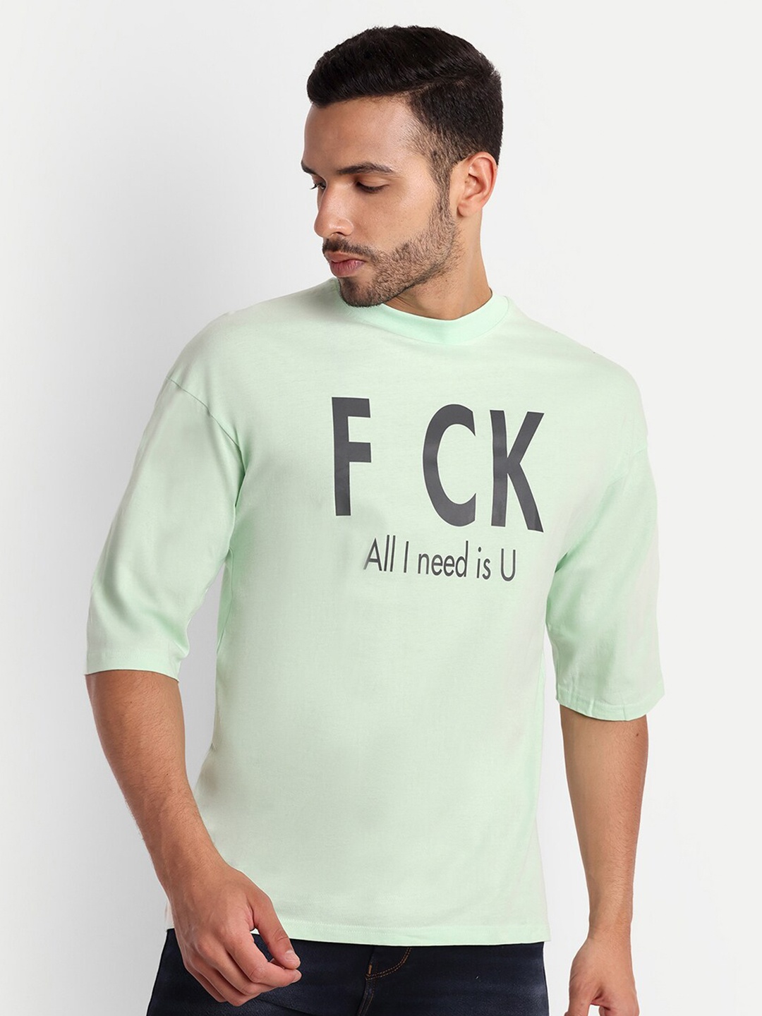 

Gavin Paris Typography Print Pure Cotton Oversized T-Shirt, Sea green