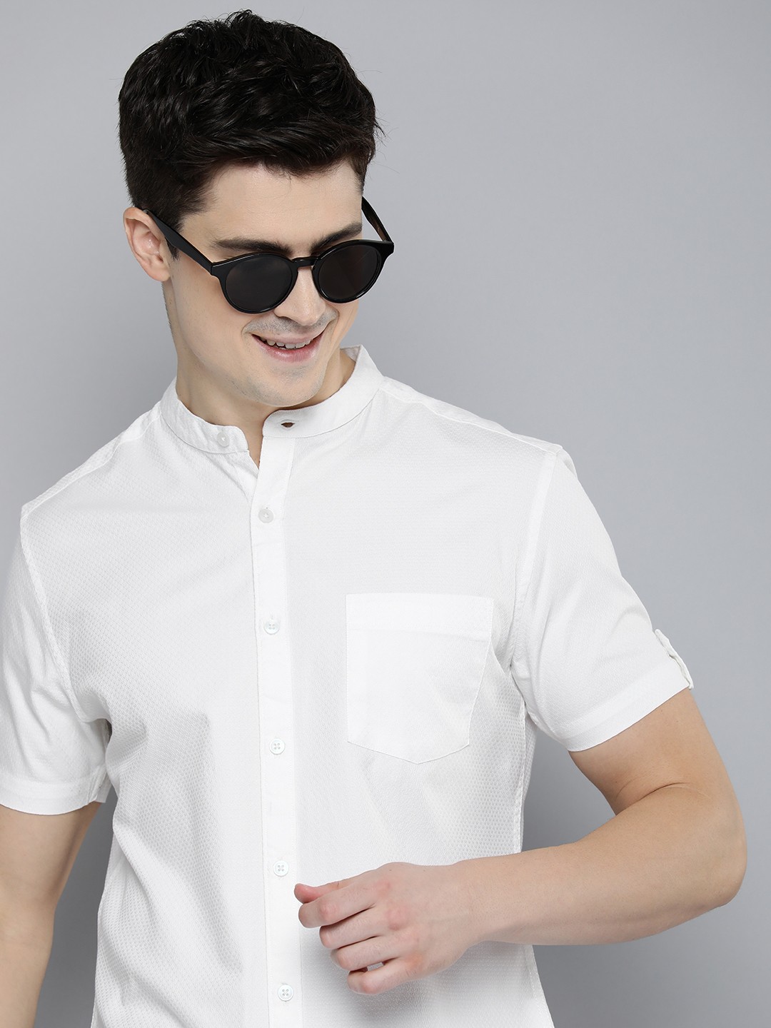 

HERE&NOW Men Slim Fit Opaque Casual Shirt, White