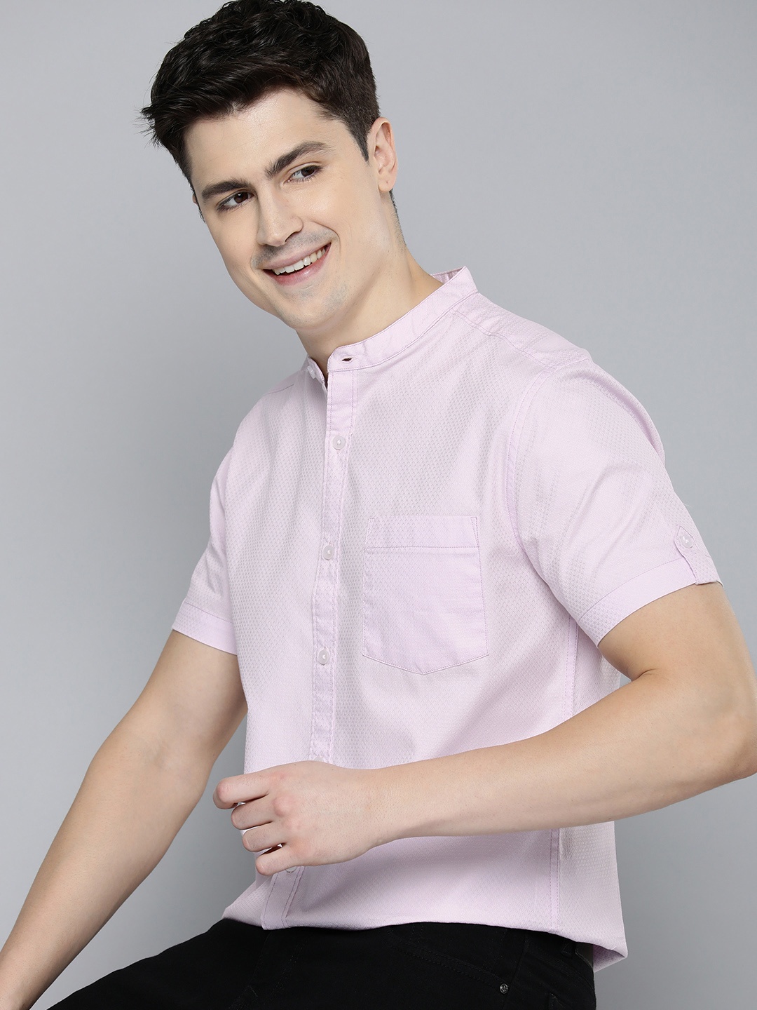 

HERE&NOW Men Slim Fit Opaque Casual Shirt, Lavender