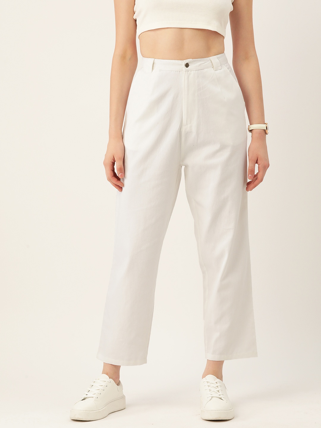 

Mast & Harbour Women Cropped Trousers, White