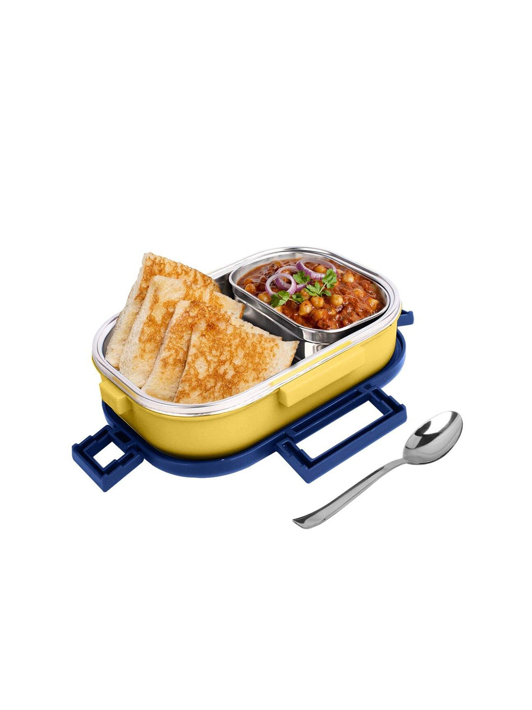 

Home Puff Blue & Yellow Printed Stainless Steel Lunch Box