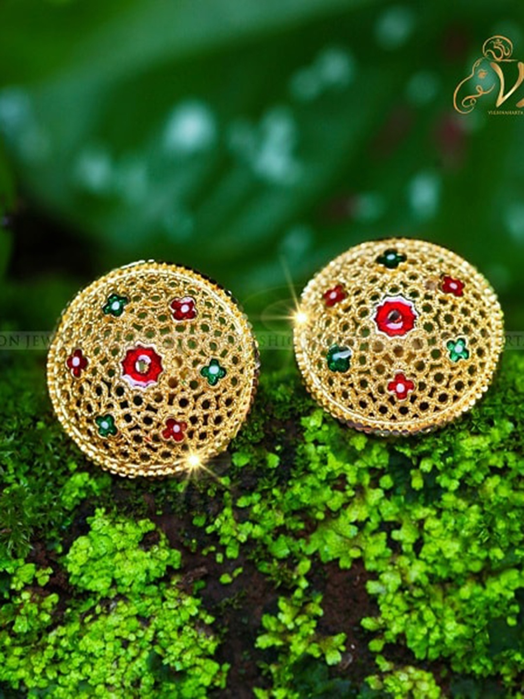 

Vighnaharta Gold-Plated Circular Studs Earrings