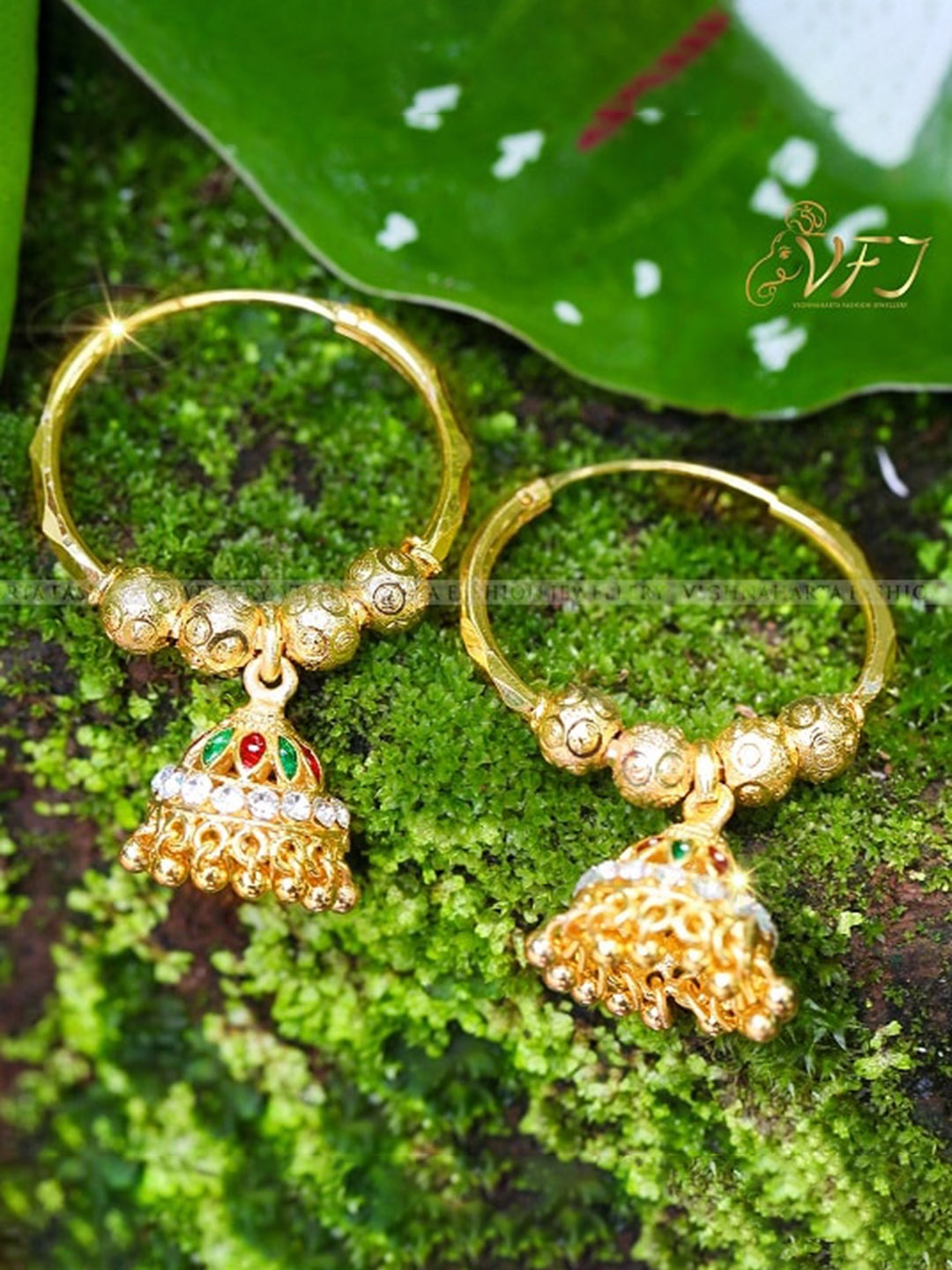 

Vighnaharta Gold-Plated Floral Jhumkas Earrings