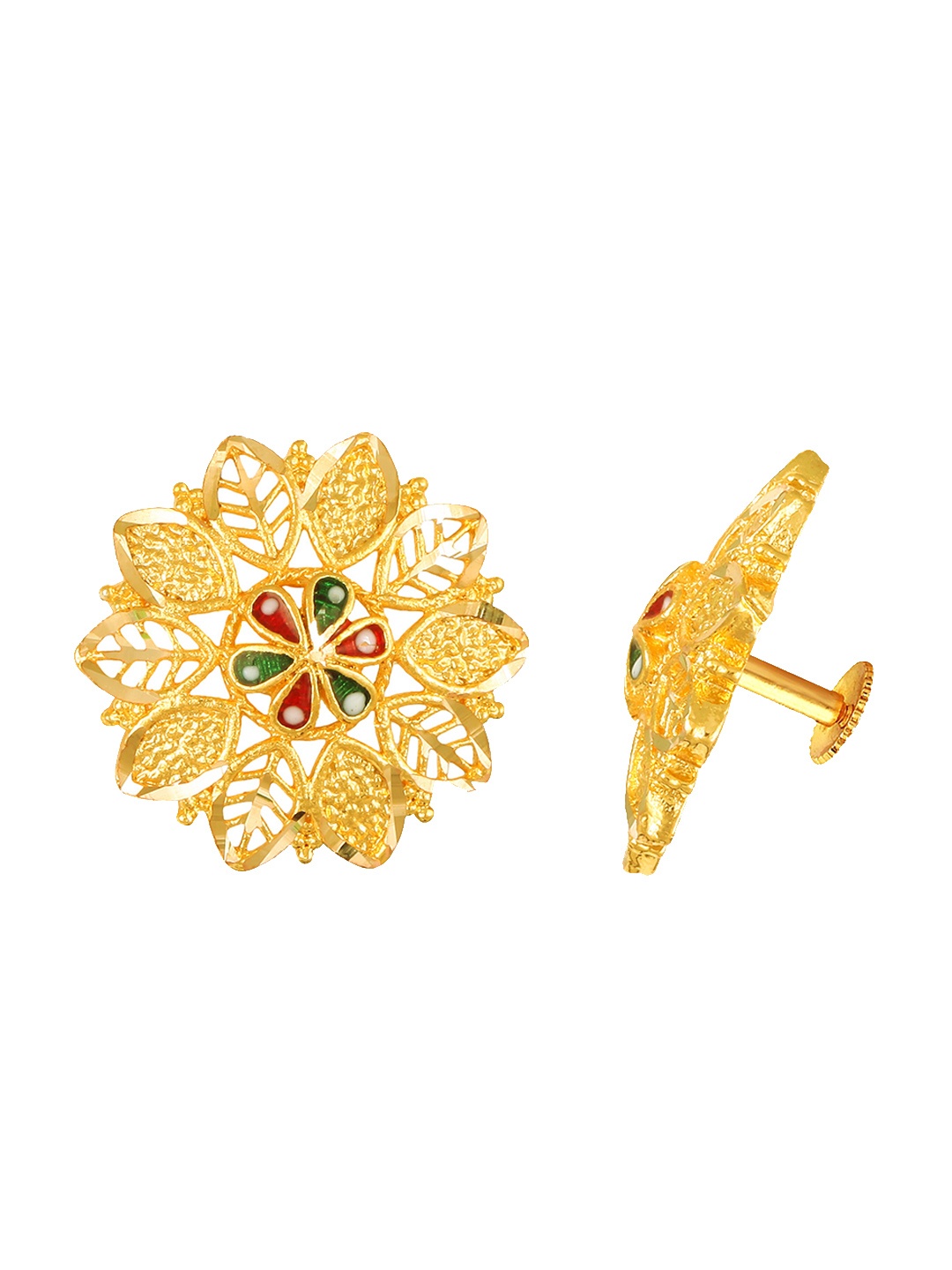 

Vighnaharta Gold-Plated Floral Drop Earrings