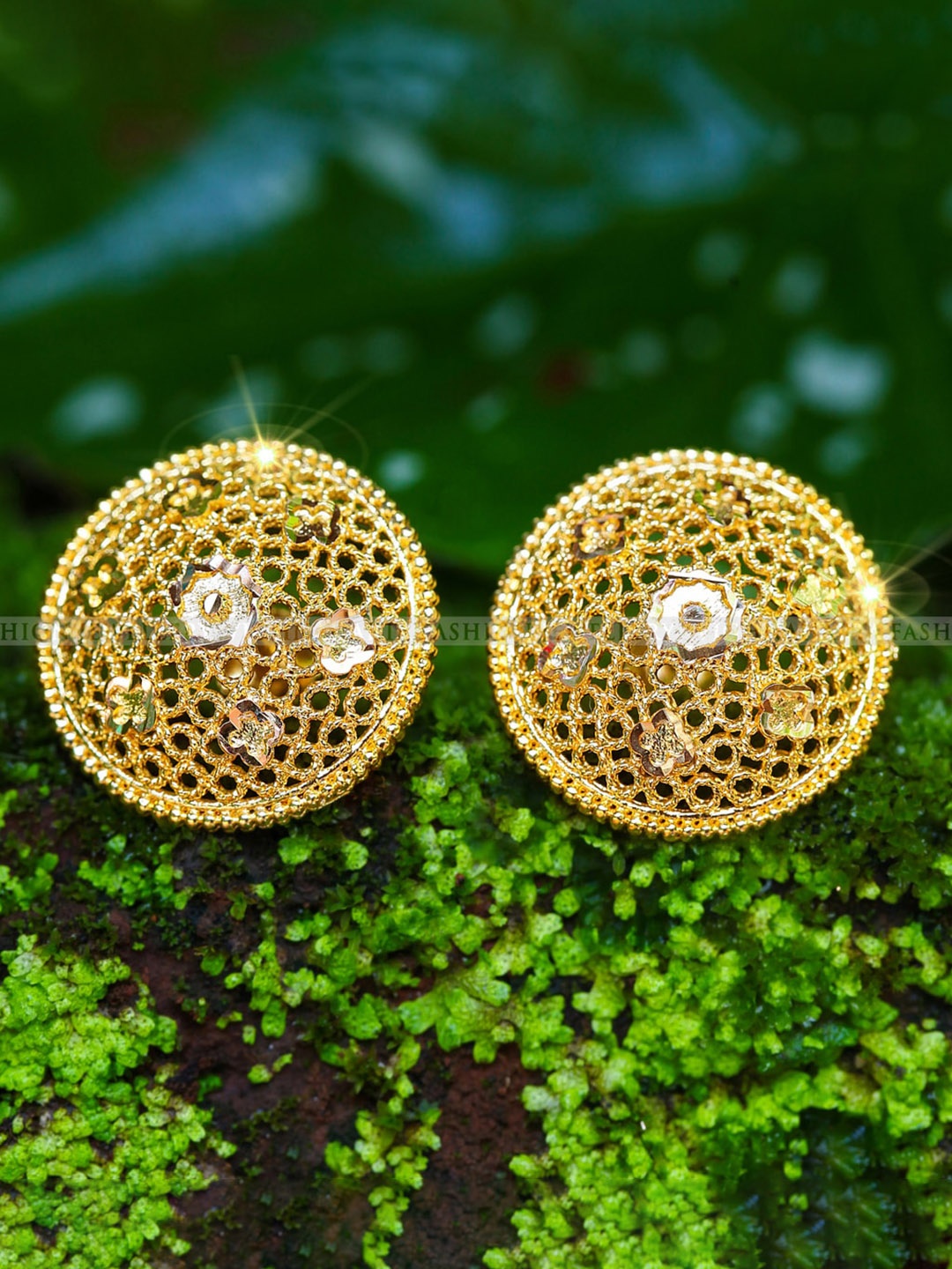 Vighnaharta Gold-Plated Floral Studs Earrings