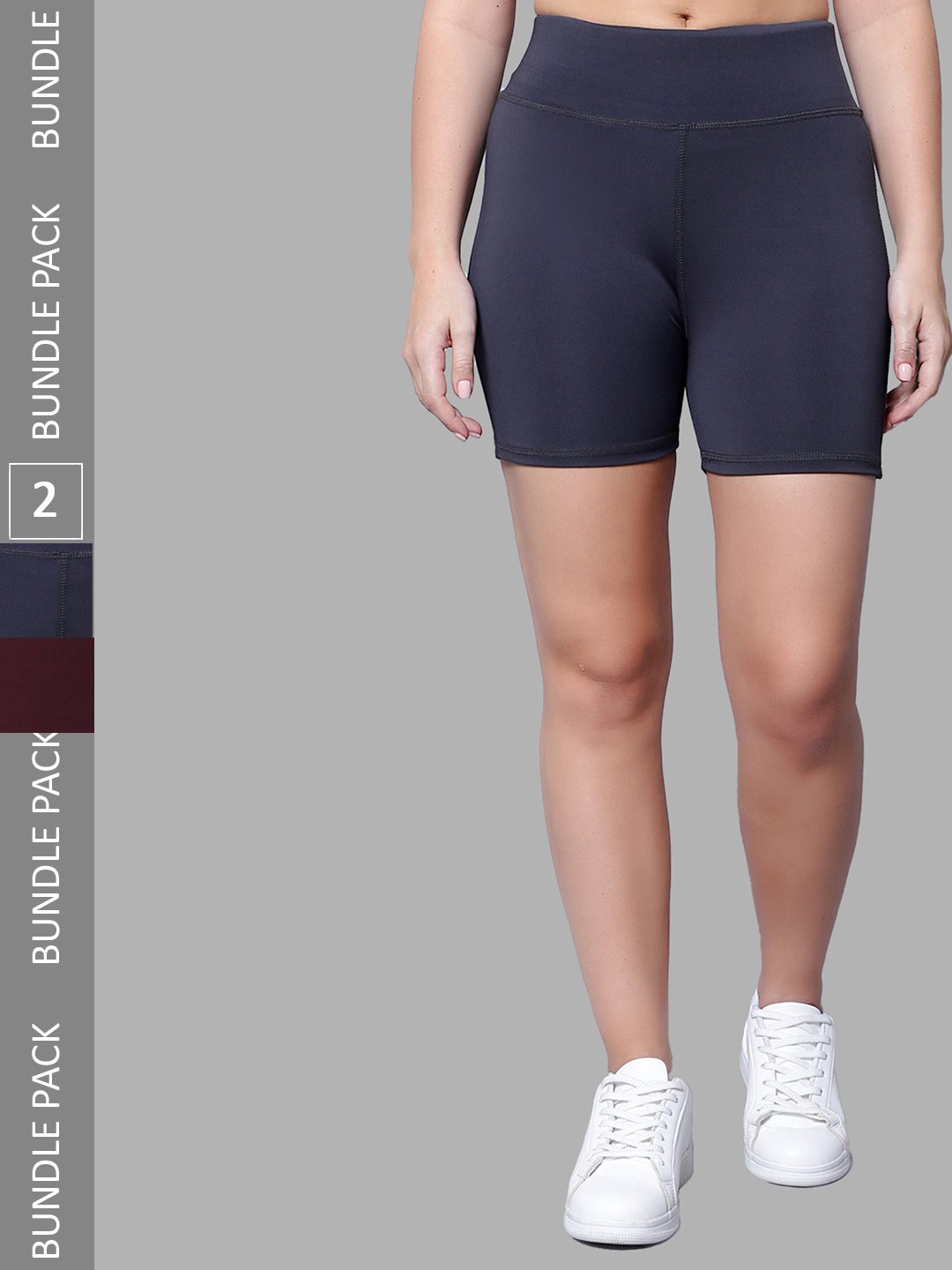 

DIAZ Women Pack Of 2 Mid Rise Sports Shorts, Navy blue