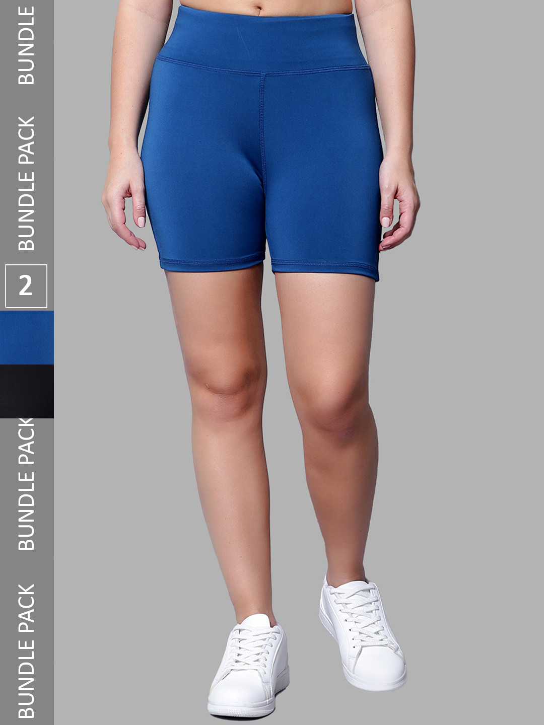 

DIAZ Women Pack of 2 Running Sports Shorts, Blue