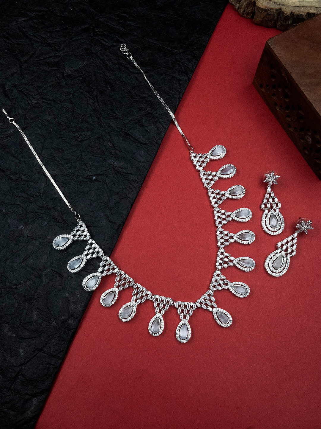 

StileAdda Silver-Plated CZ-Studded Jewellery Set
