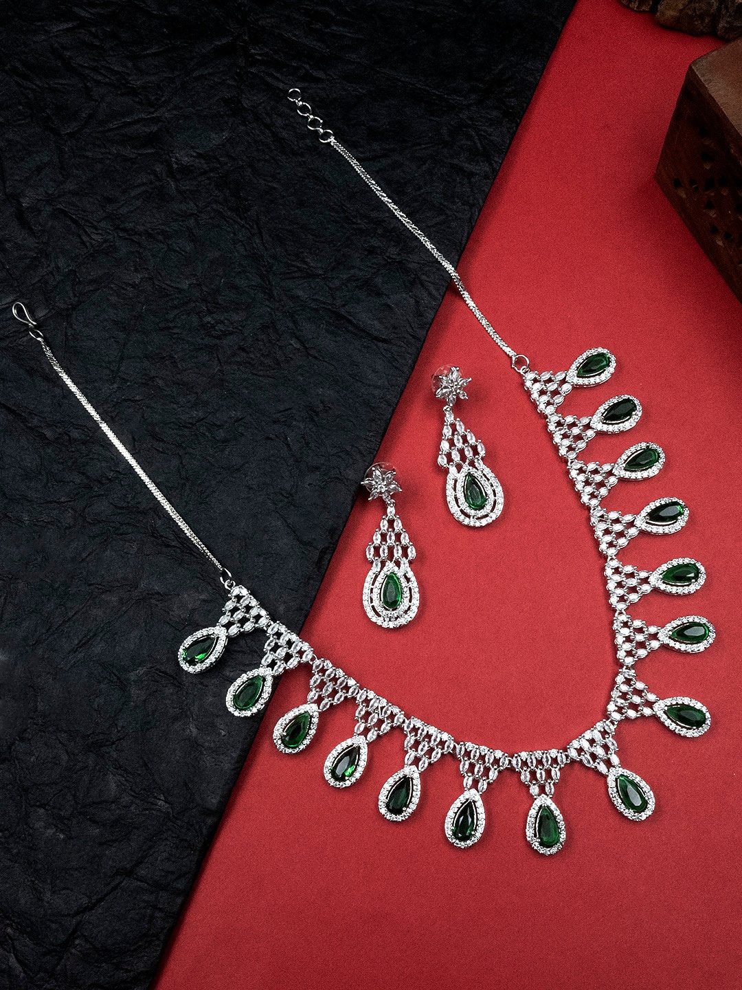 

StileAdda Silver-Plated CZ-Studded Jewellery Set