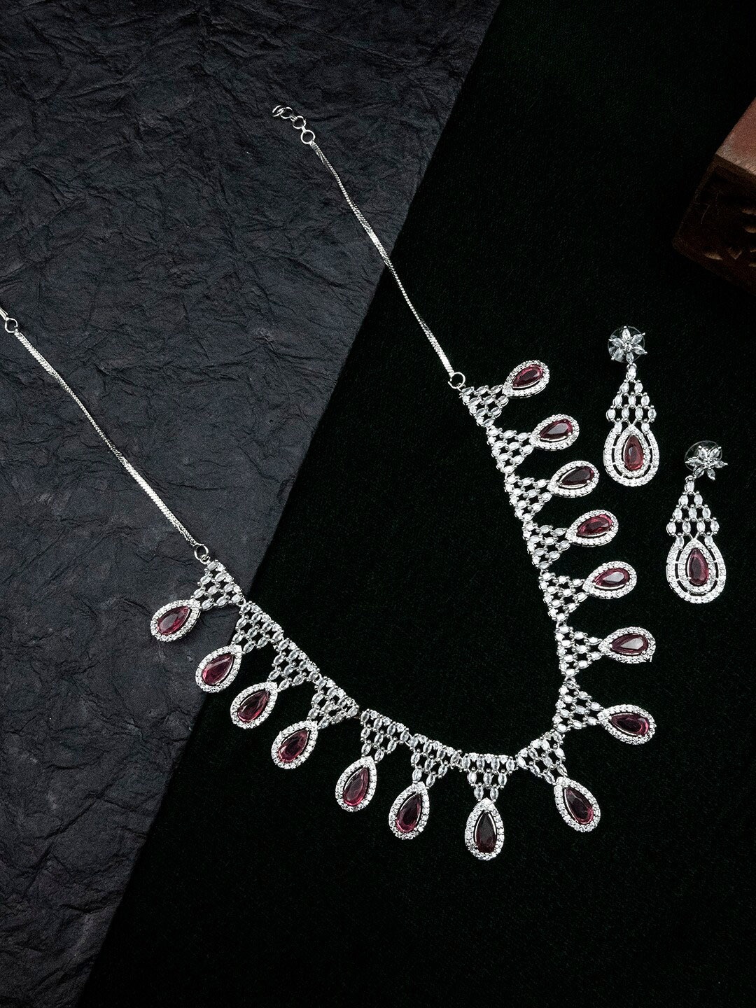 

StileAdda Silver-Plated CZ-Studded & Beaded Jewellery Set