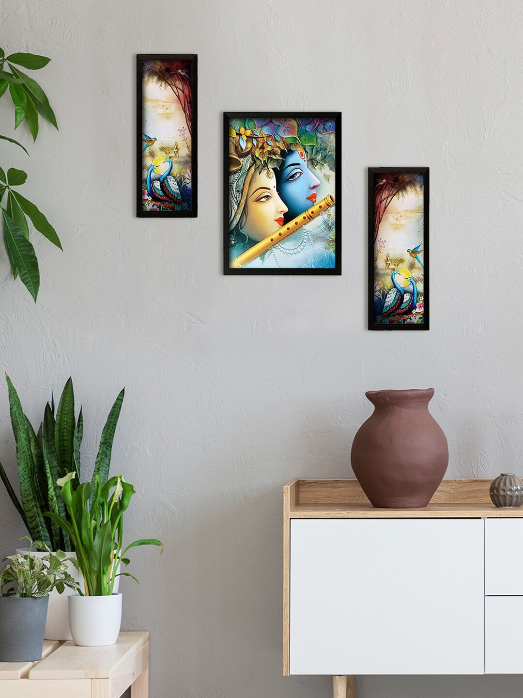 

PAPER PLANE DESIGN 3-Pcs Black Printed Wall Photo Frame